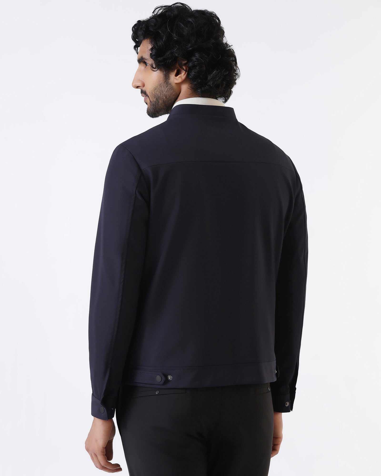 Navy TechPro Solid Zipper Jacket - Samsara