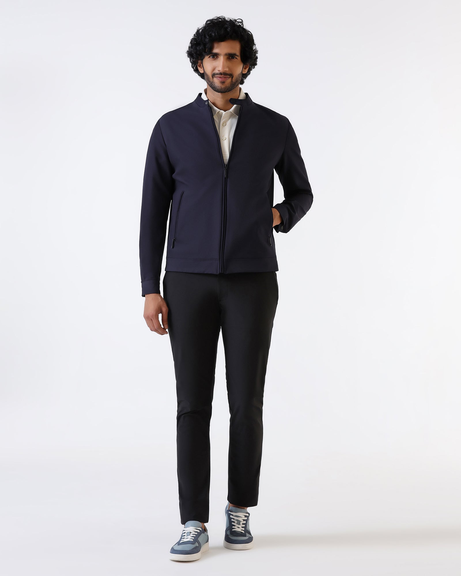 Navy TechPro Solid Zipper Jacket - Samsara