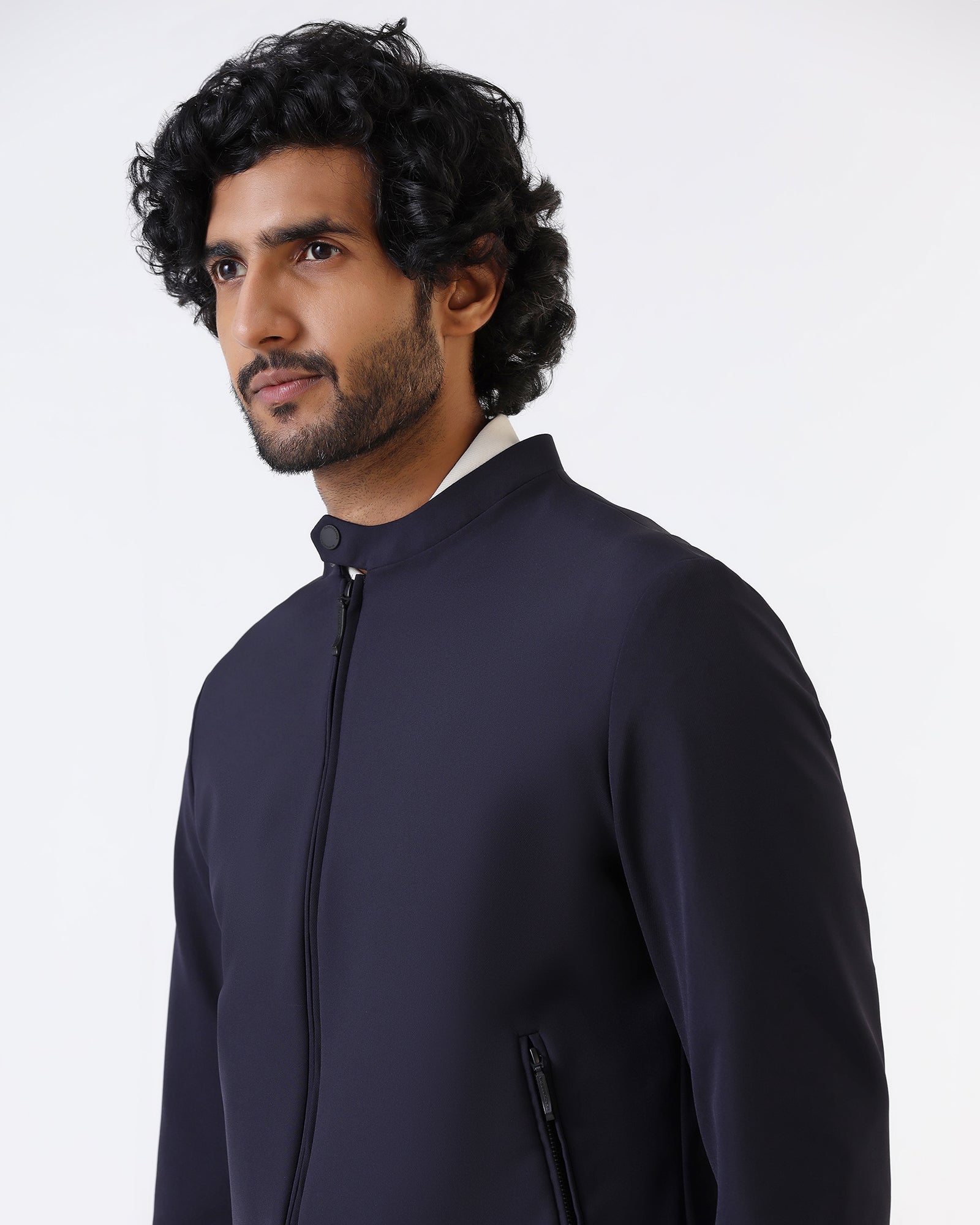 Navy TechPro Solid Zipper Jacket - Samsara