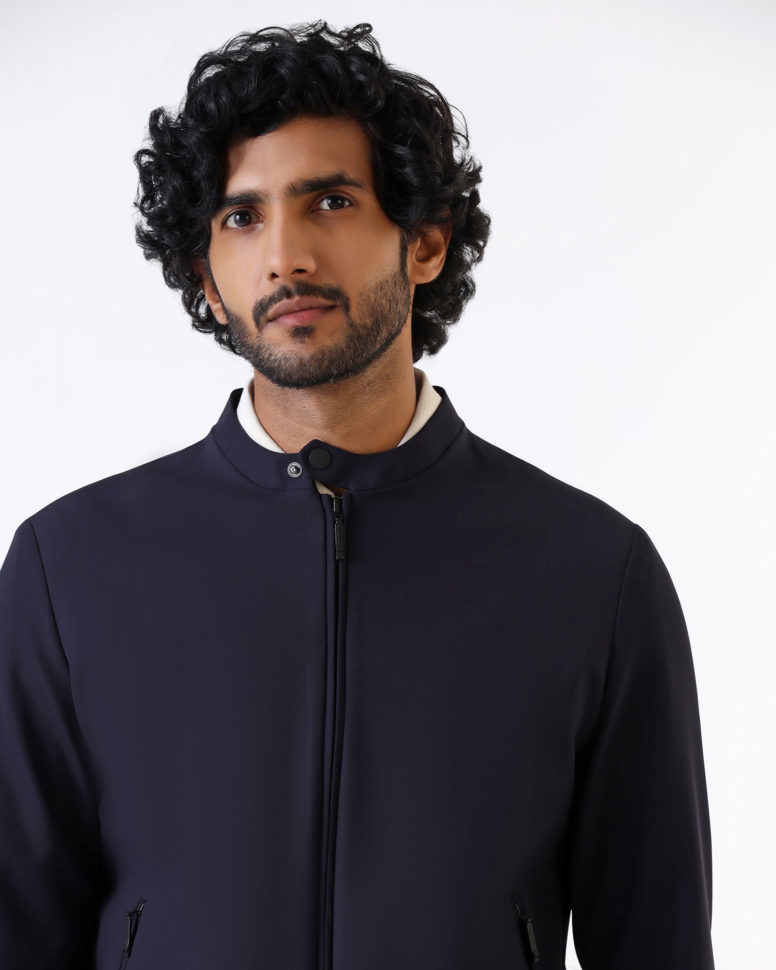 Navy TechPro Solid Zipper Jacket - Samsara