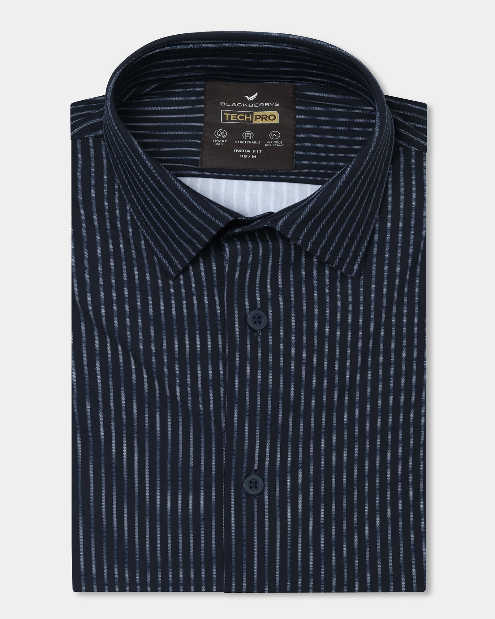 Navy Half Sleeve TechPro Stripe Shirt - Inertia