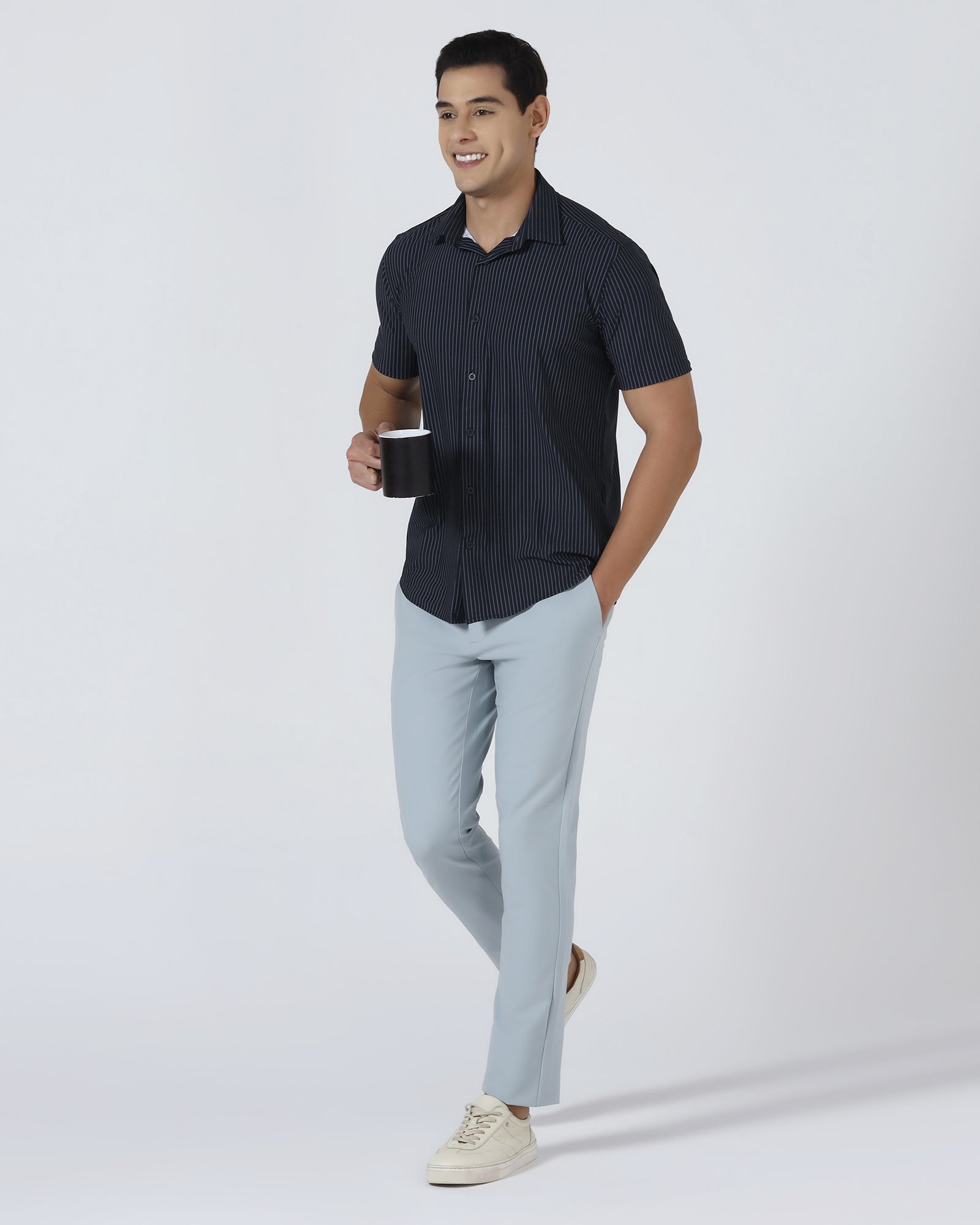 Navy Half Sleeve TechPro Stripe Shirt - Inertia