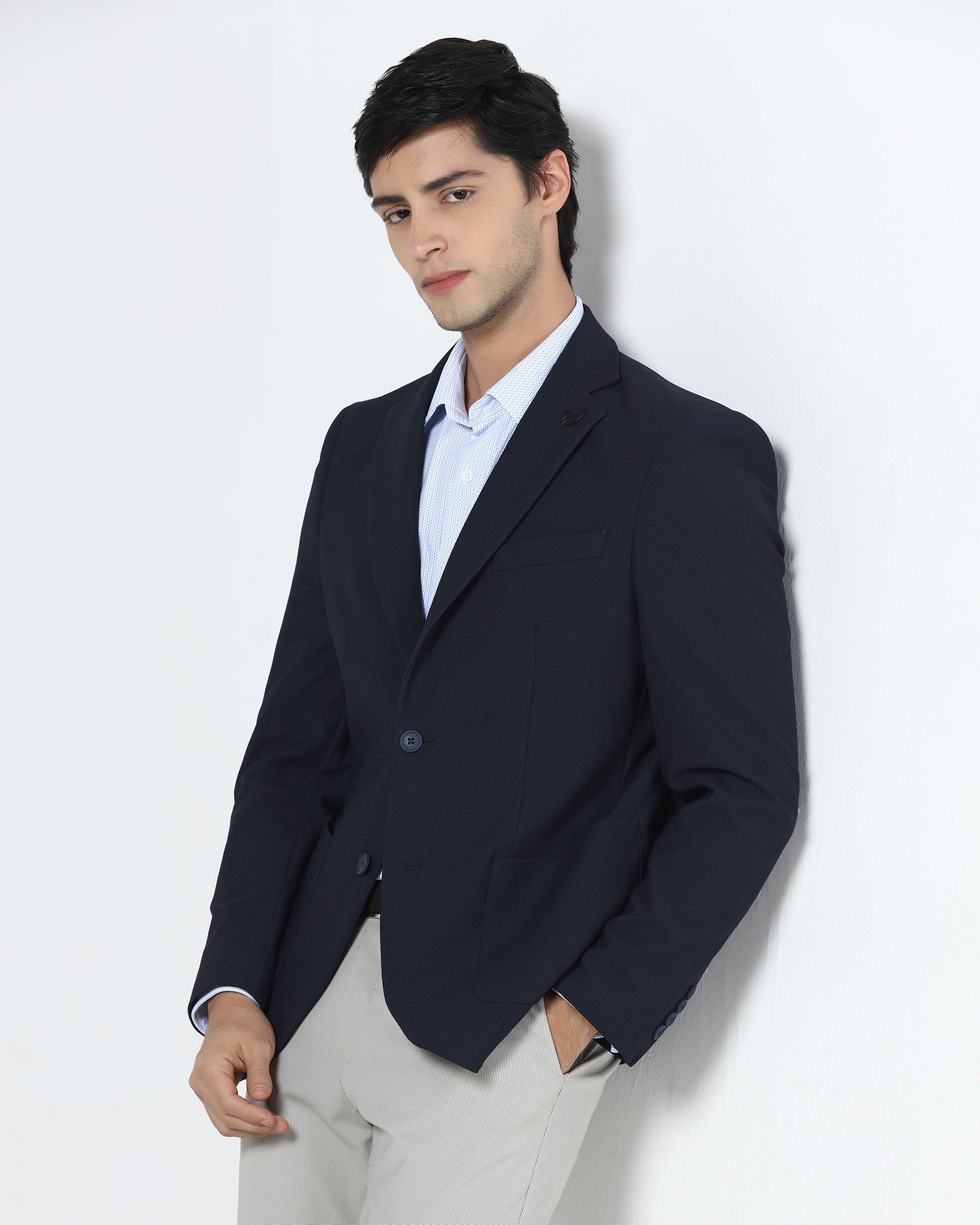 Navy TechPro Textured Blazer - Rodrygo