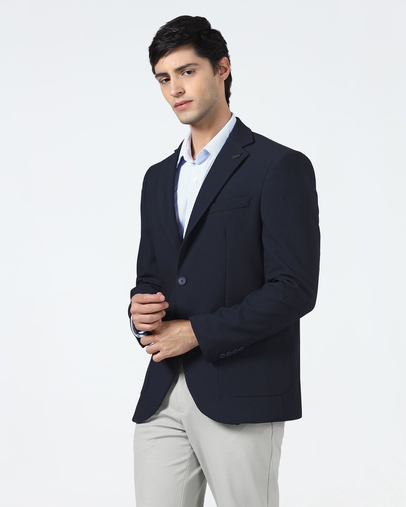 Navy TechPro Textured Blazer - Rodrygo
