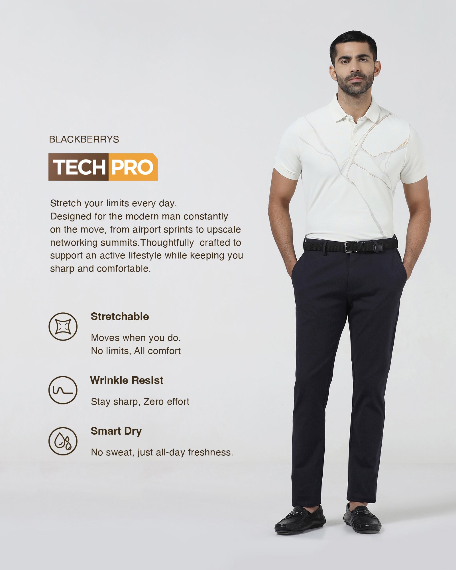 Navy TechPro Textured Khakis - Pando