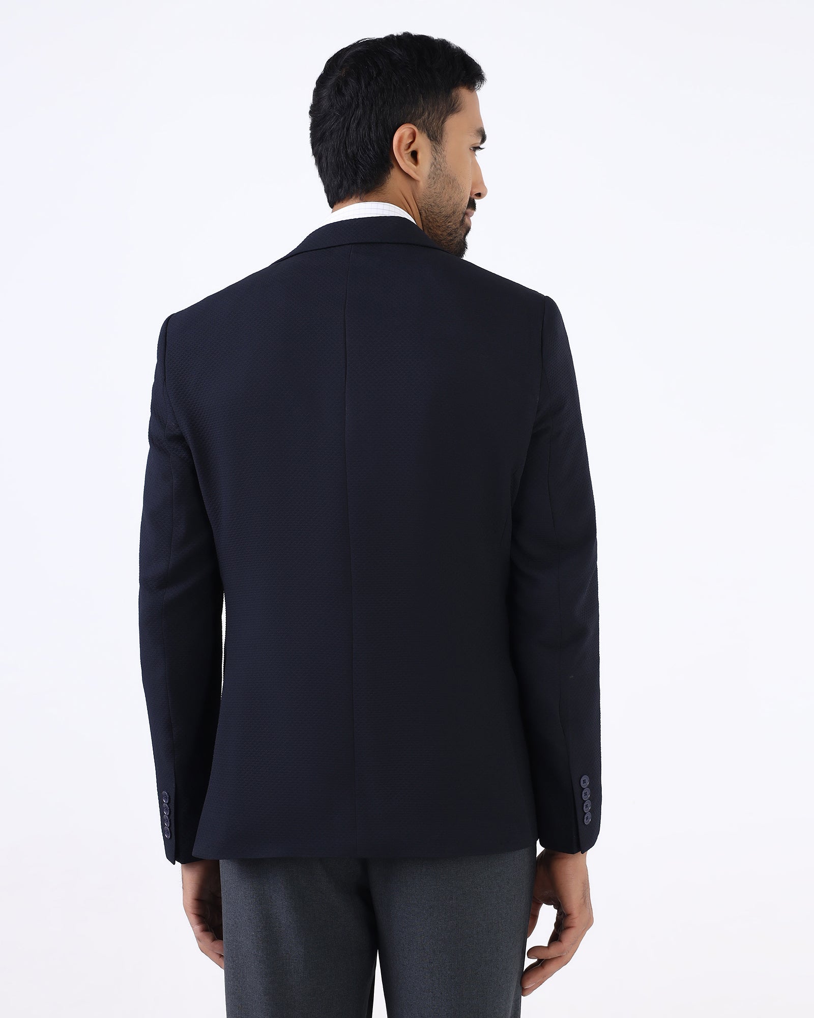Navy Textured Blazer - Cano