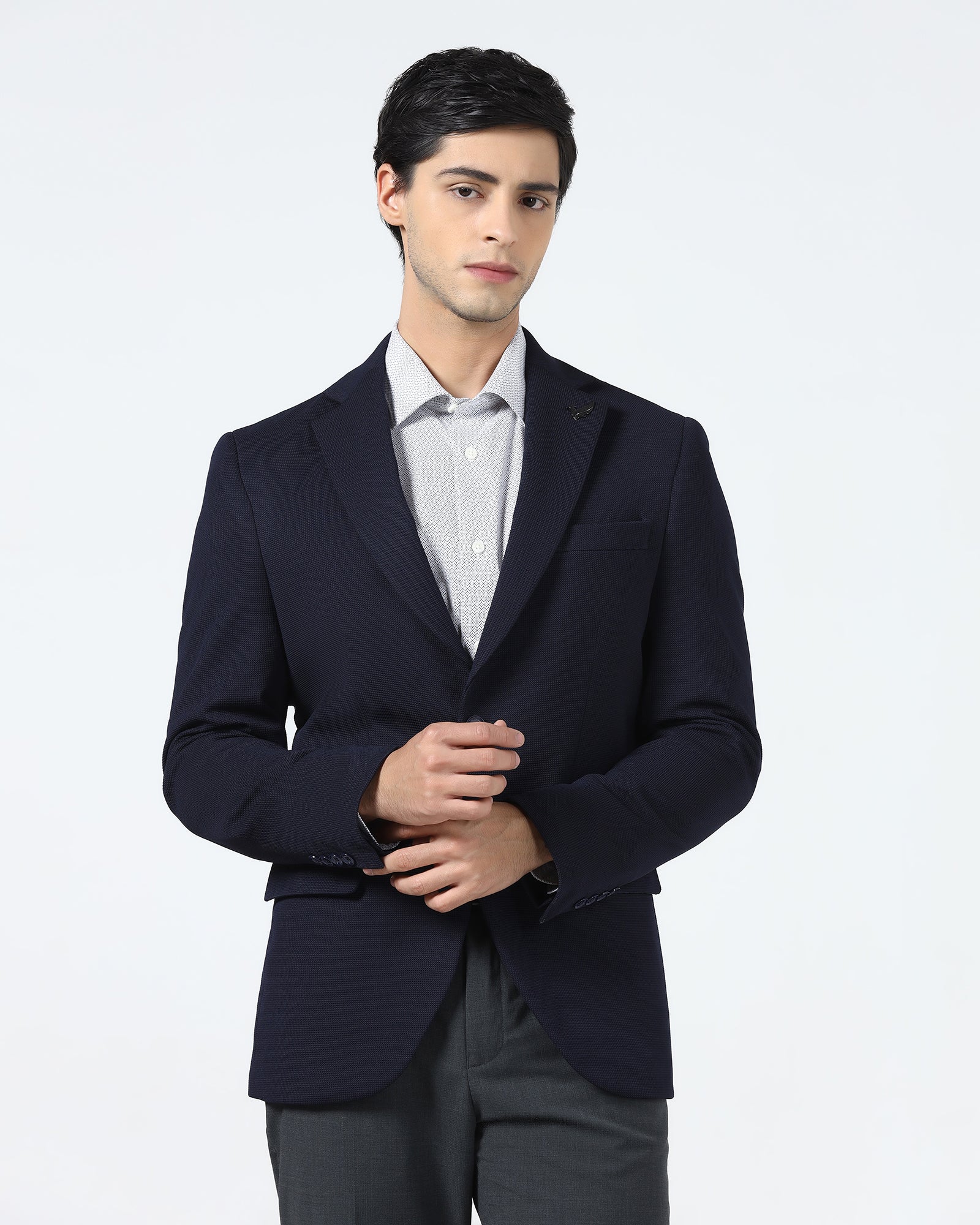 Navy Textured Blazer - Chris
