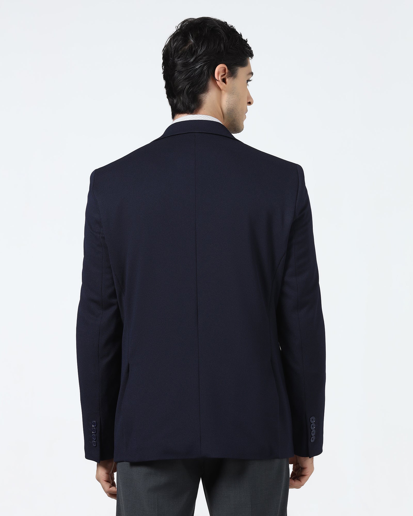 Navy Textured Blazer - Chris