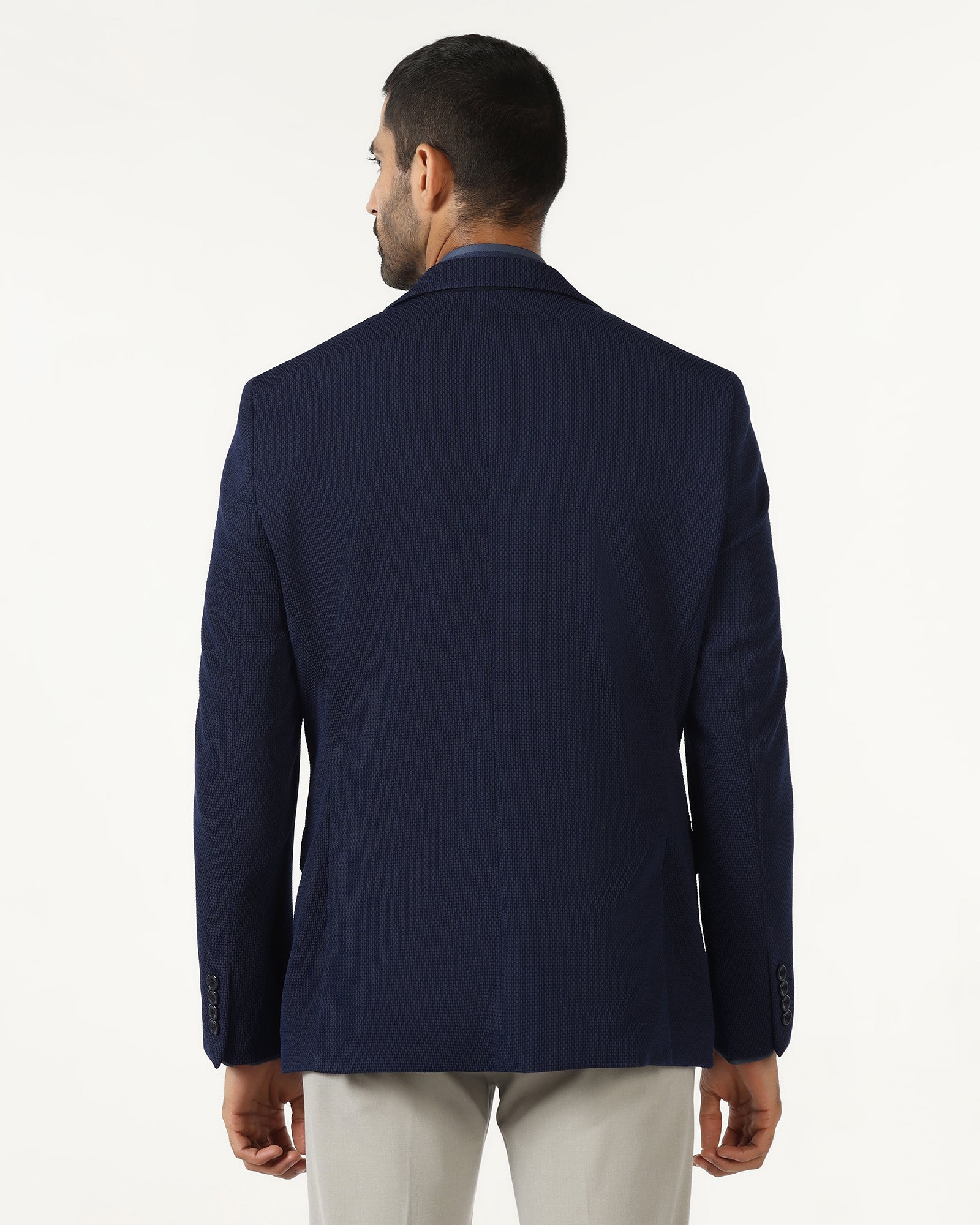 Navy Textured Blazer - Campari