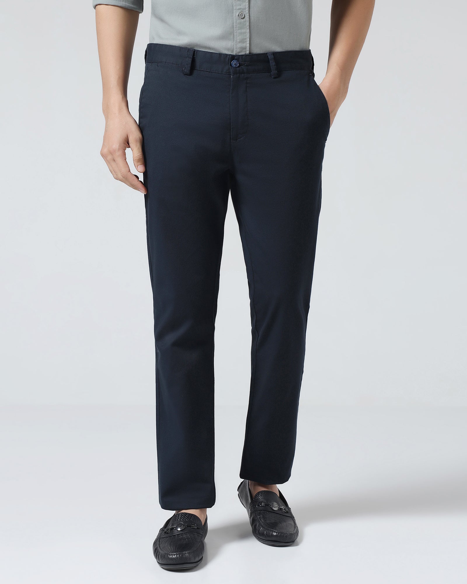 Navy Textured Khakis - Portico