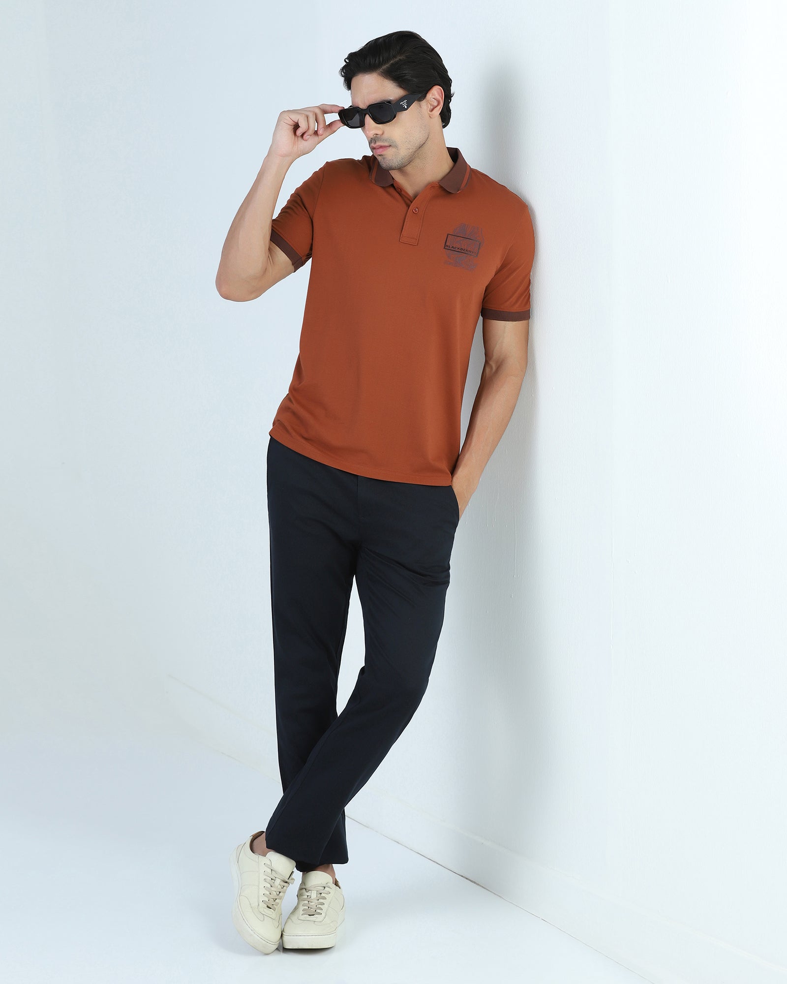 Navy Textured Khakis - Wide