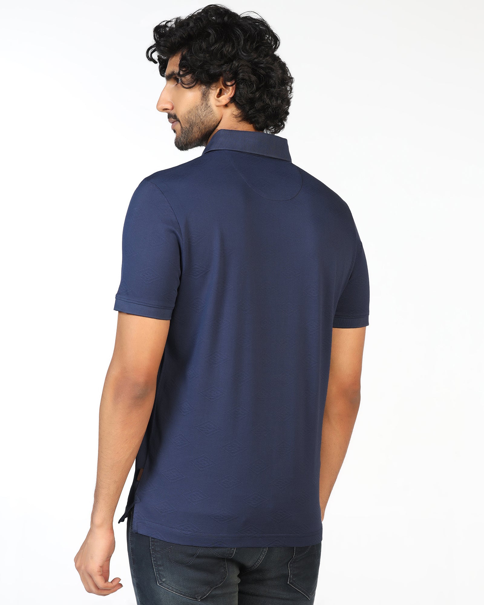 Navy Textured Polo - Wayne