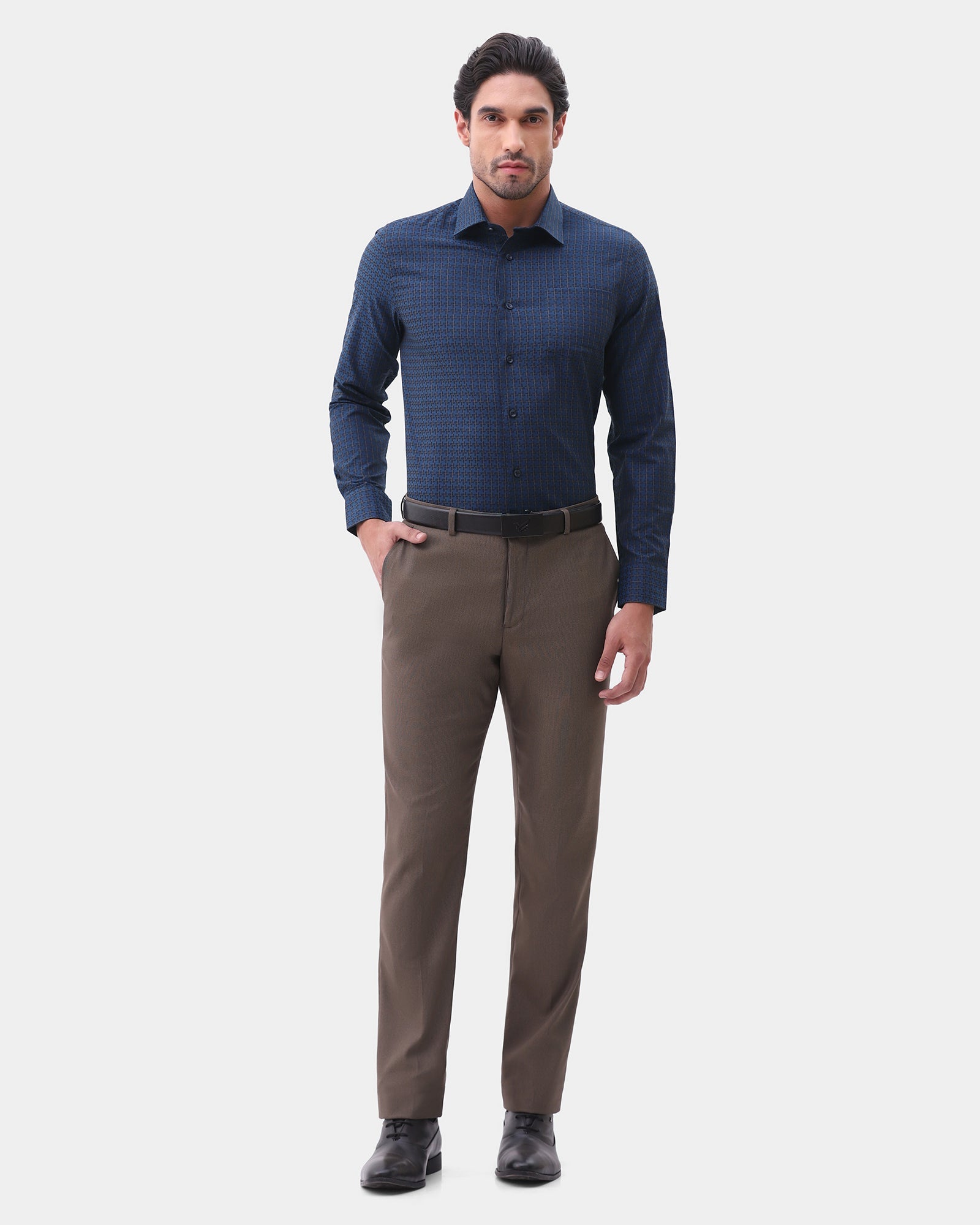 Navy Textured Shirt - Cizok