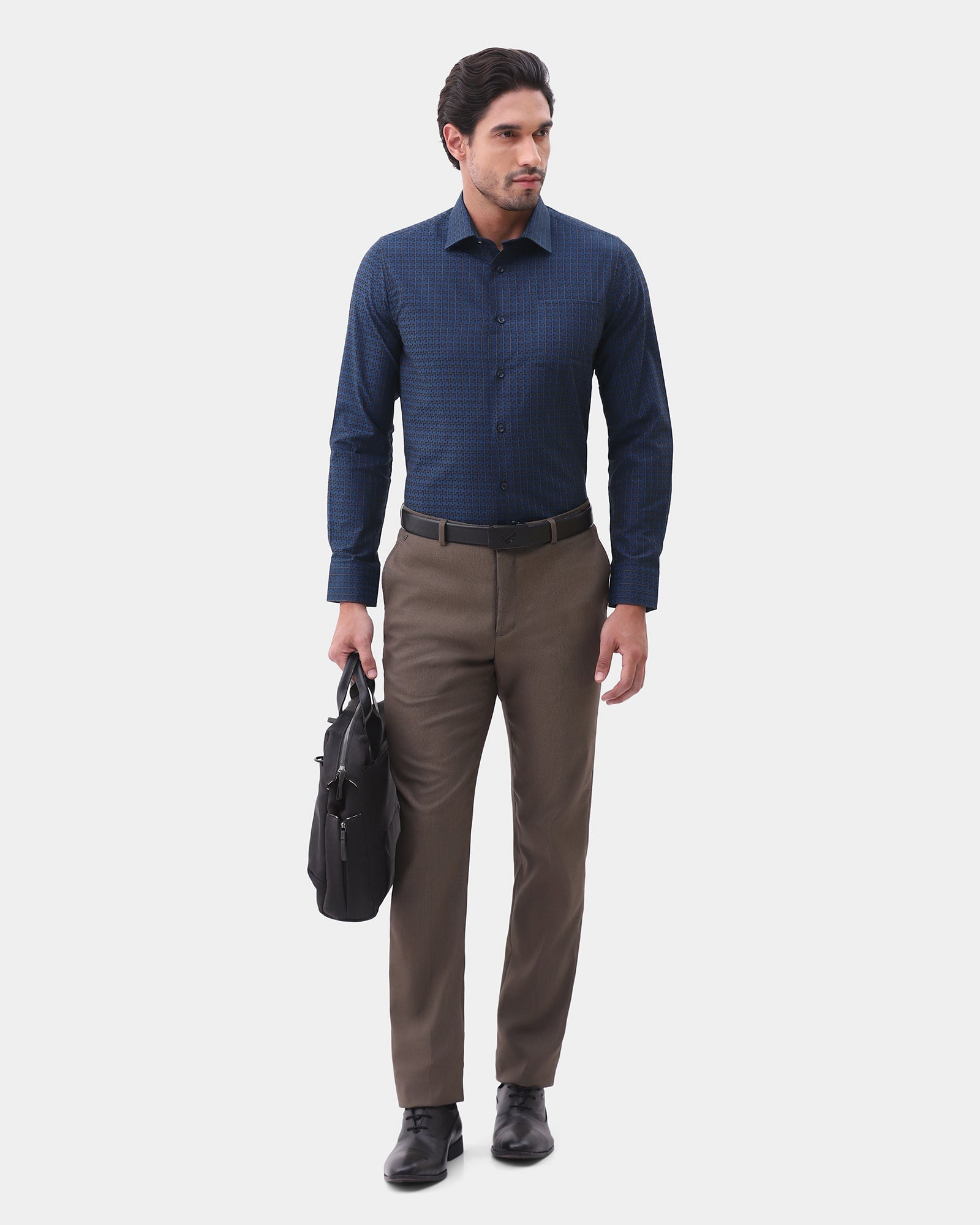 Navy Textured Shirt - Cizok