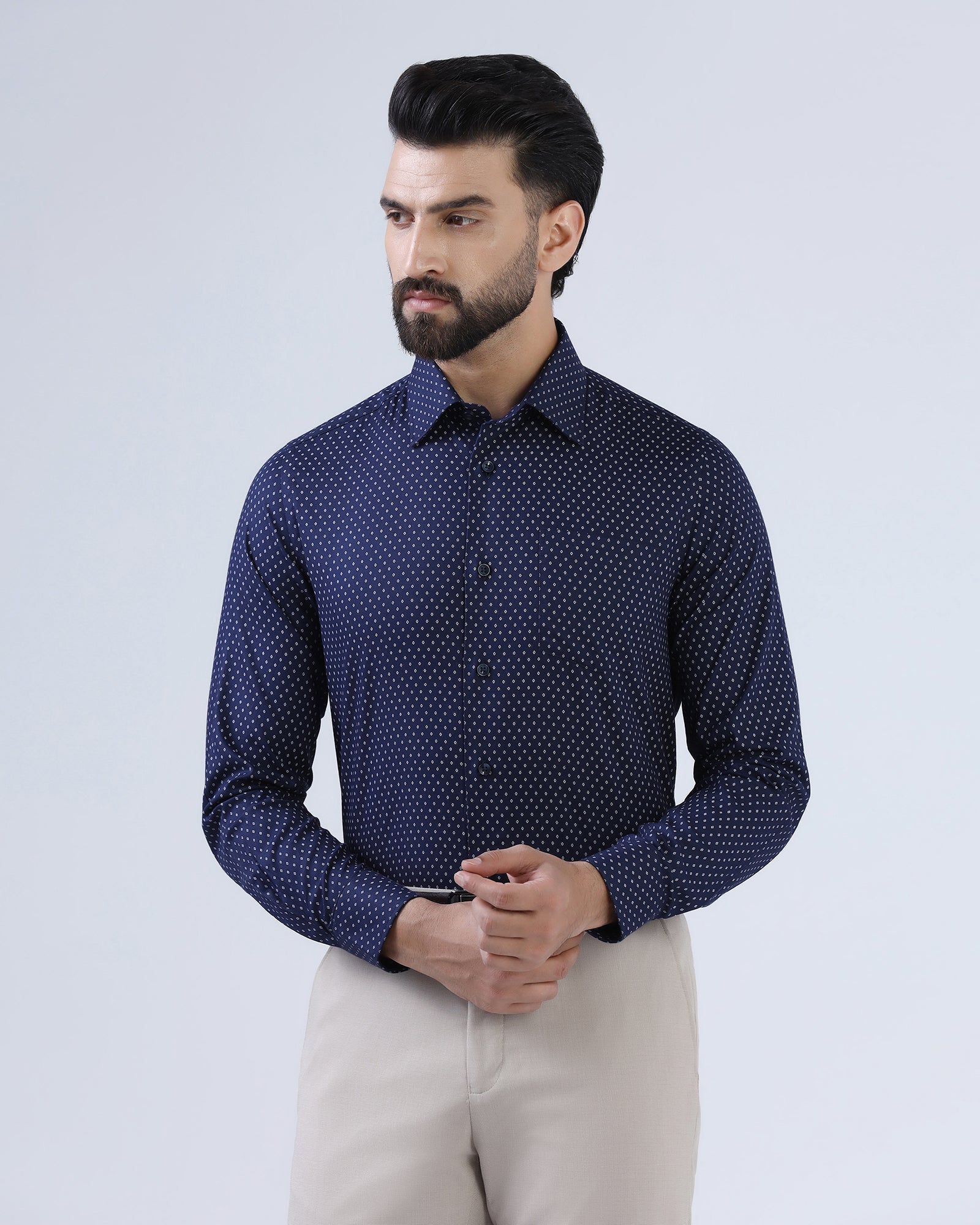 Navy Textured Shirt - Melan