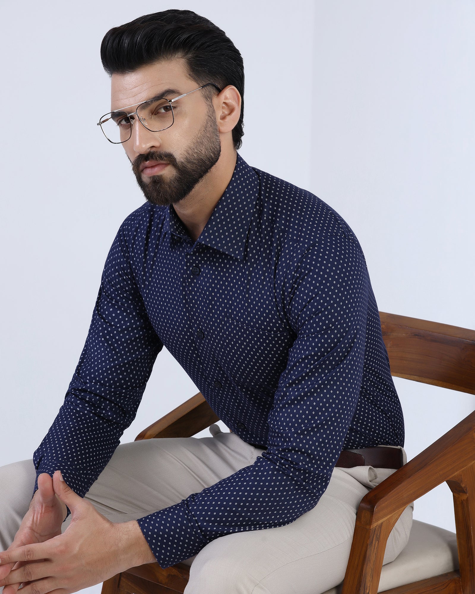 Navy Textured Shirt - Melan