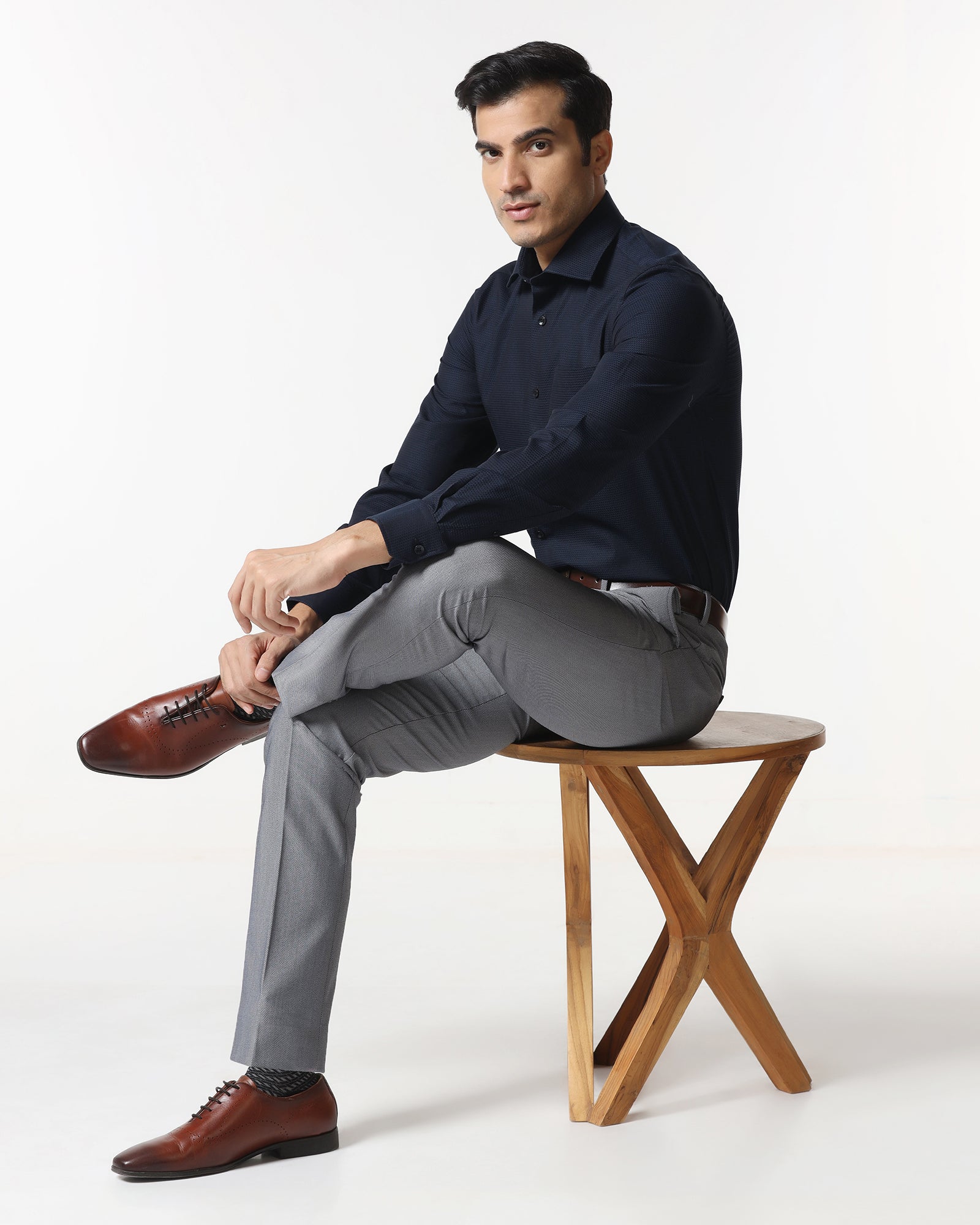 Navy Textured Shirt - Robin