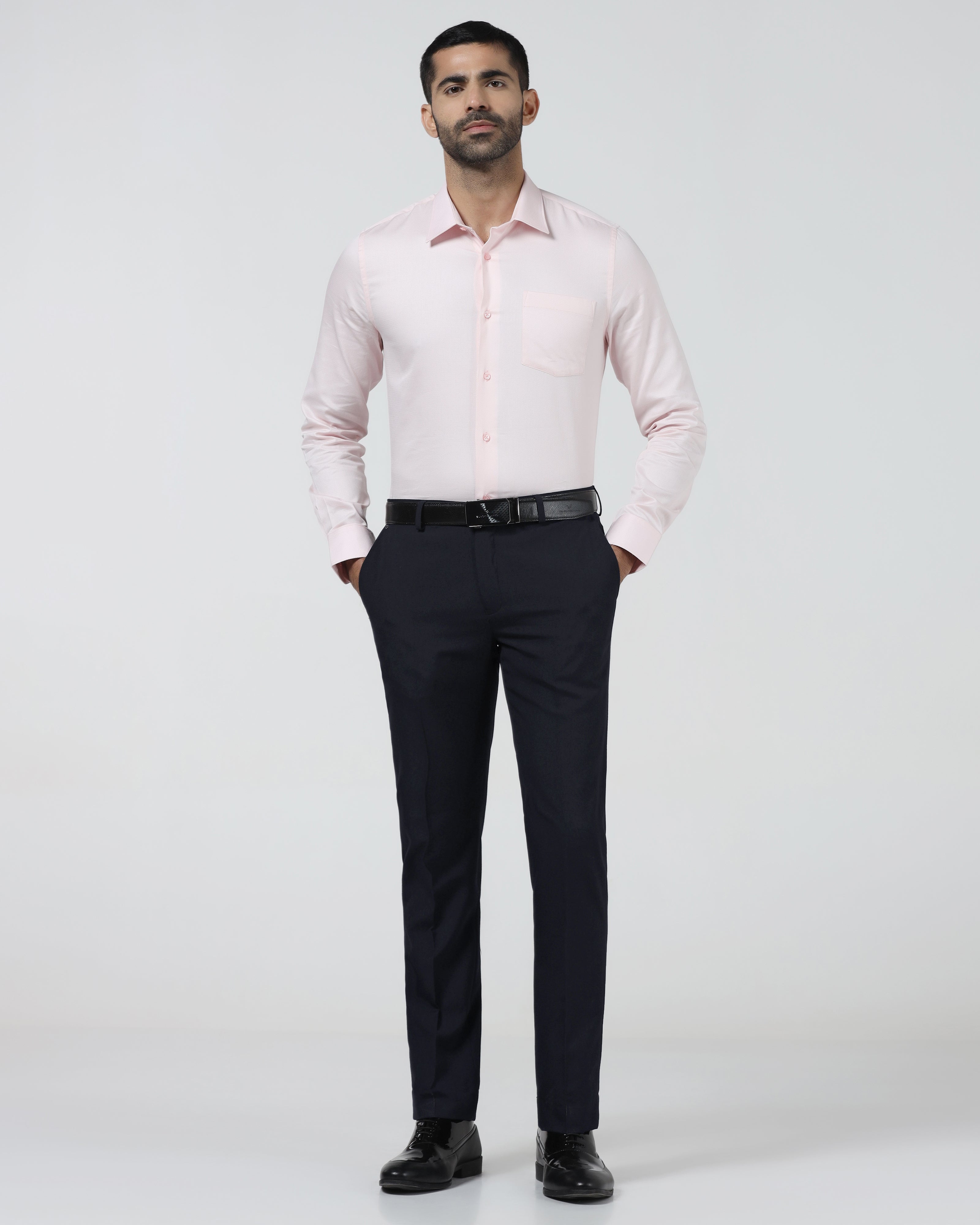 Navy Textured Trouser
