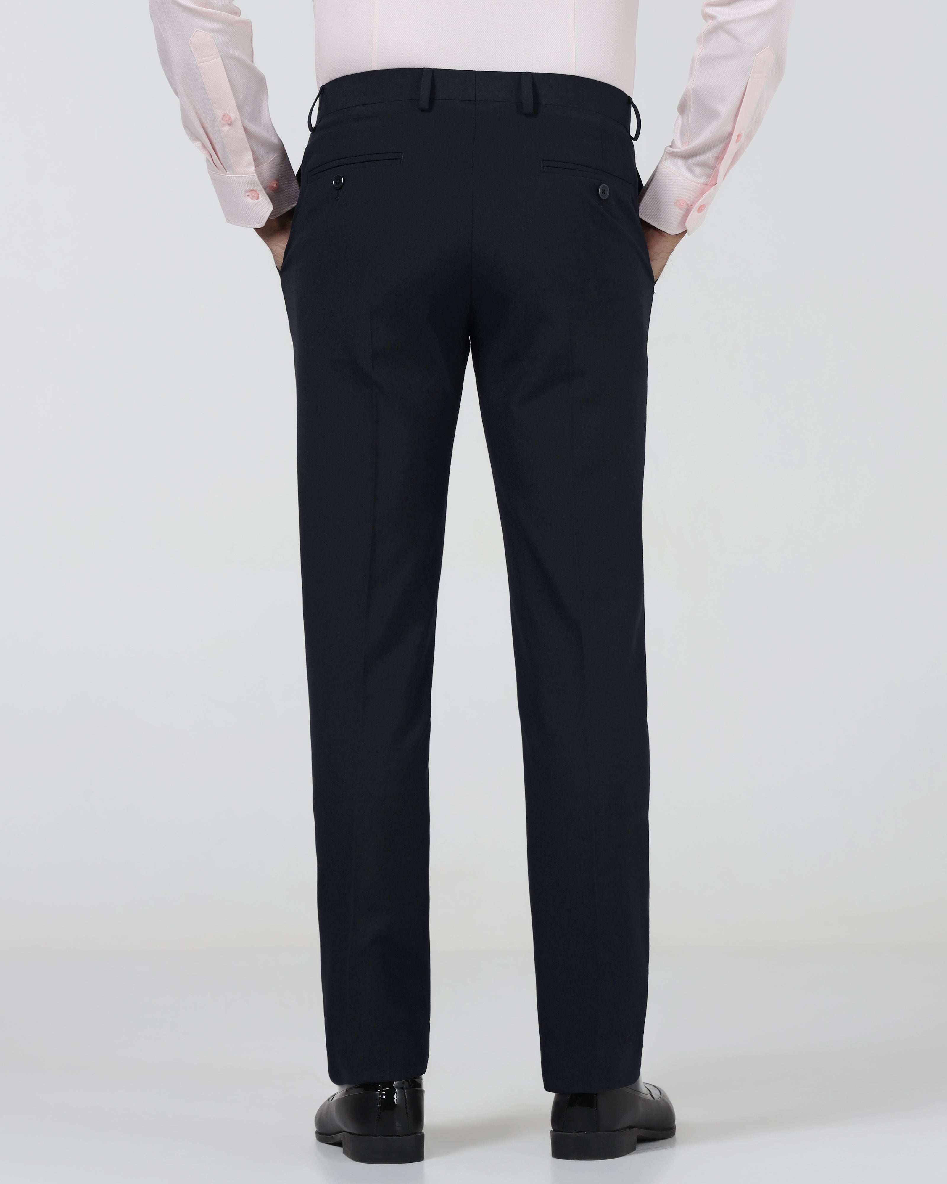 Navy Textured Trouser