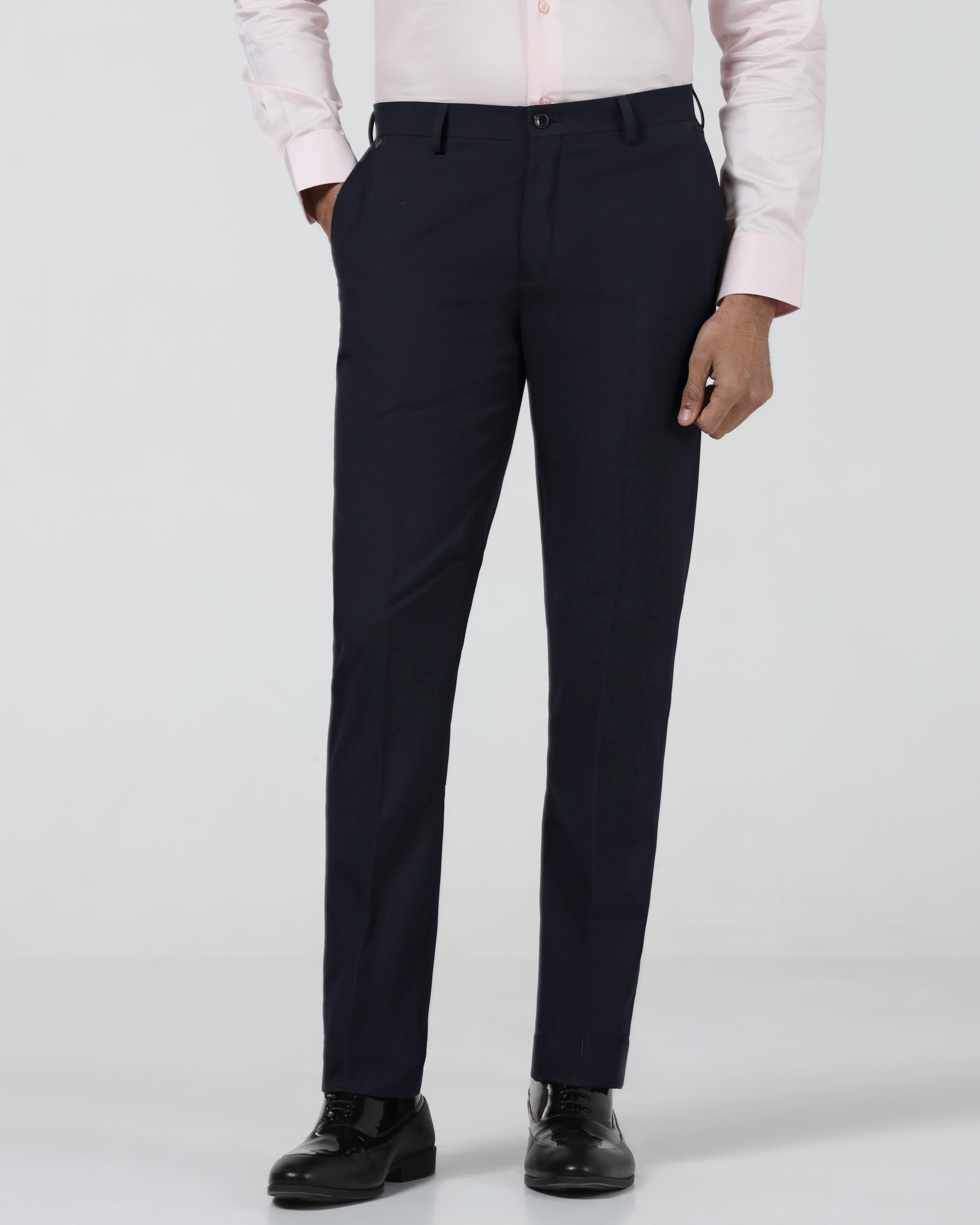 Navy Textured Trouser