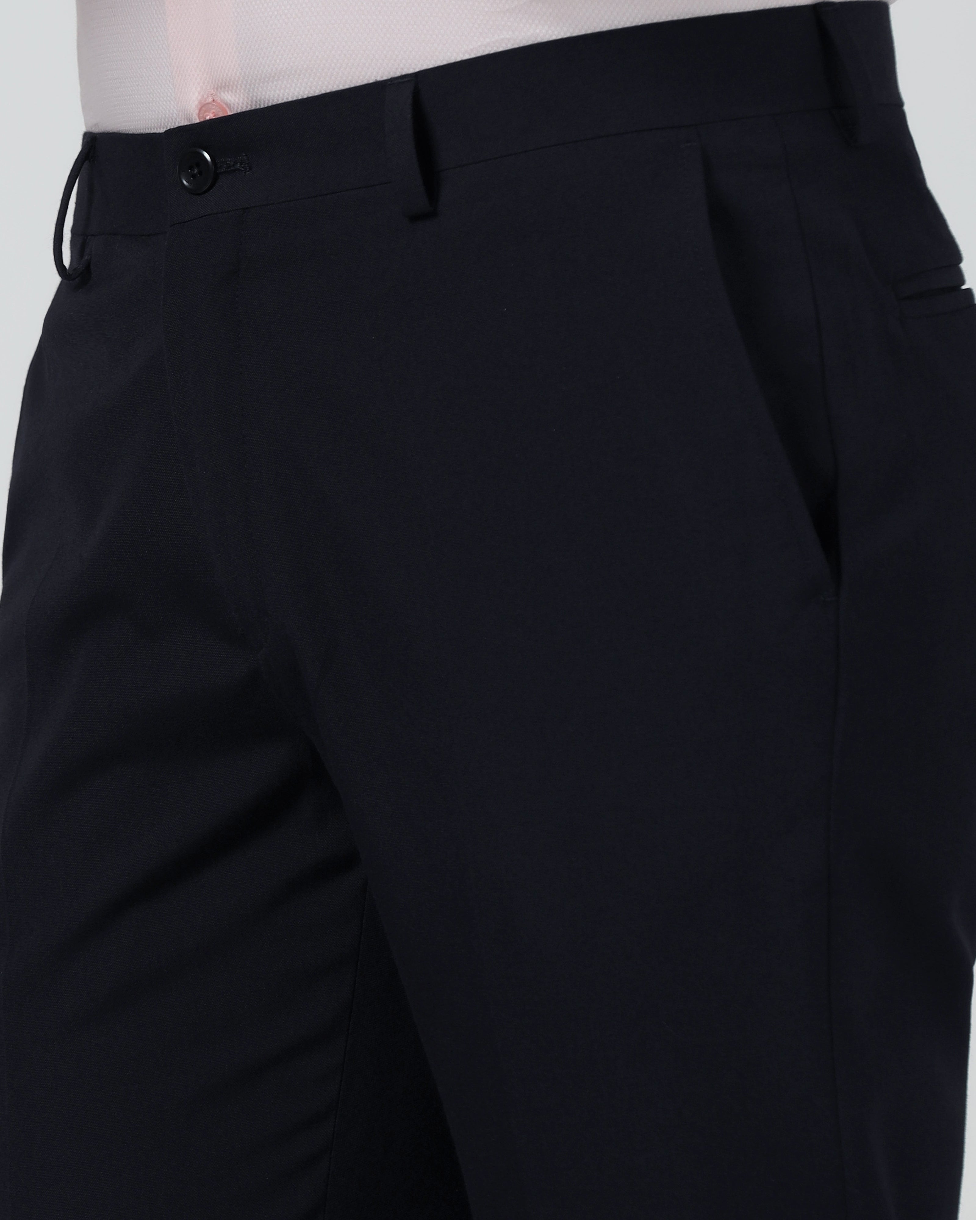 Navy Textured Trouser