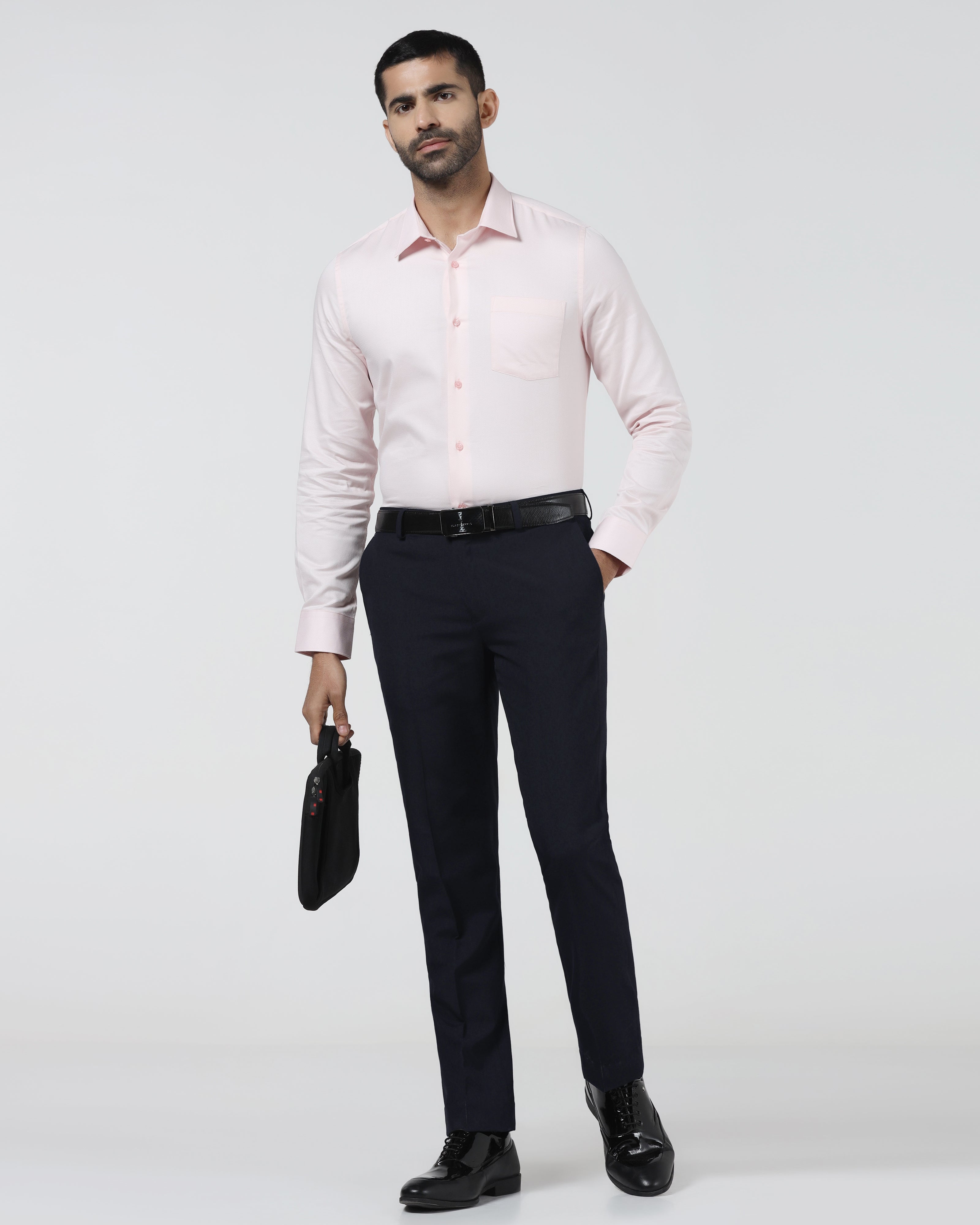 Navy Textured Trouser