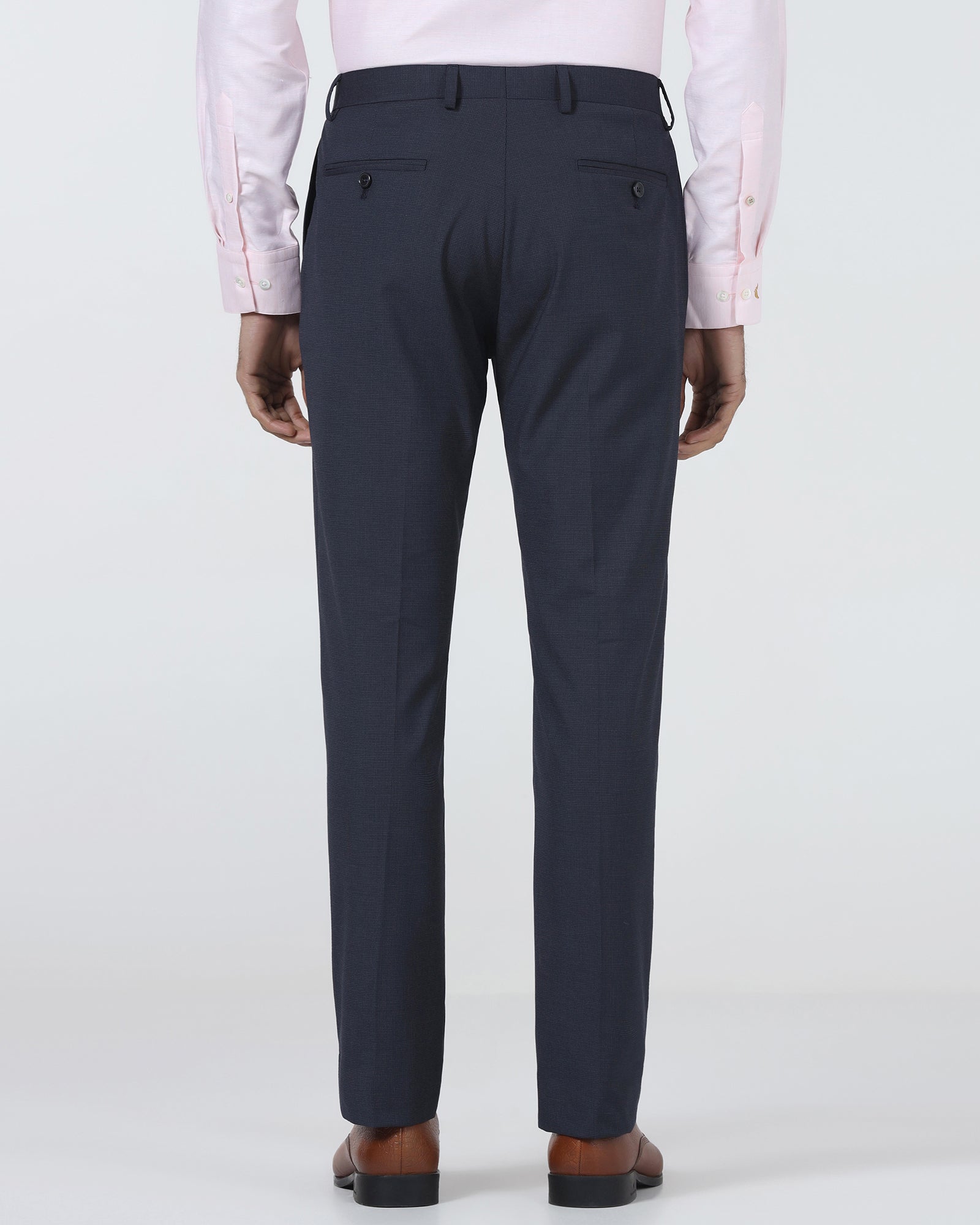 Navy Textured Trouser - Bernardo