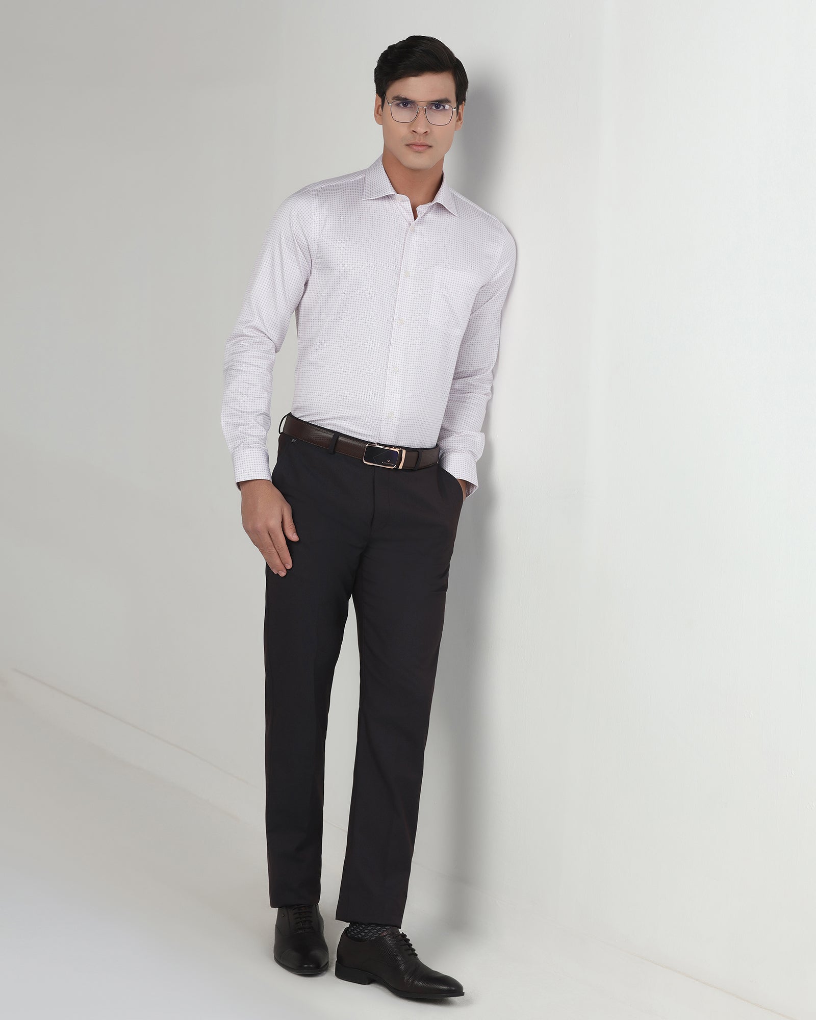 Navy Textured Trouser - Bran