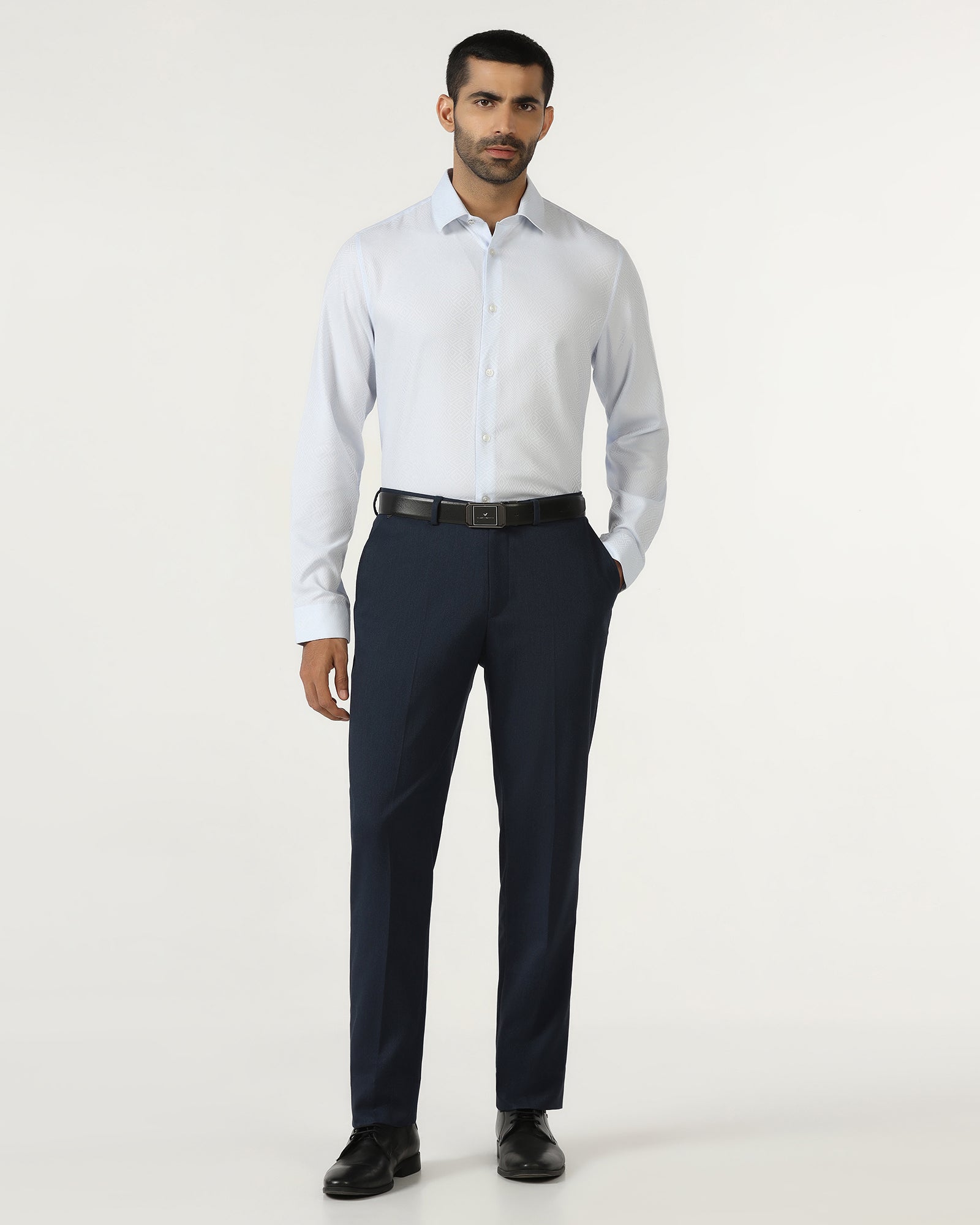 Navy Textured Trouser - Chivas
