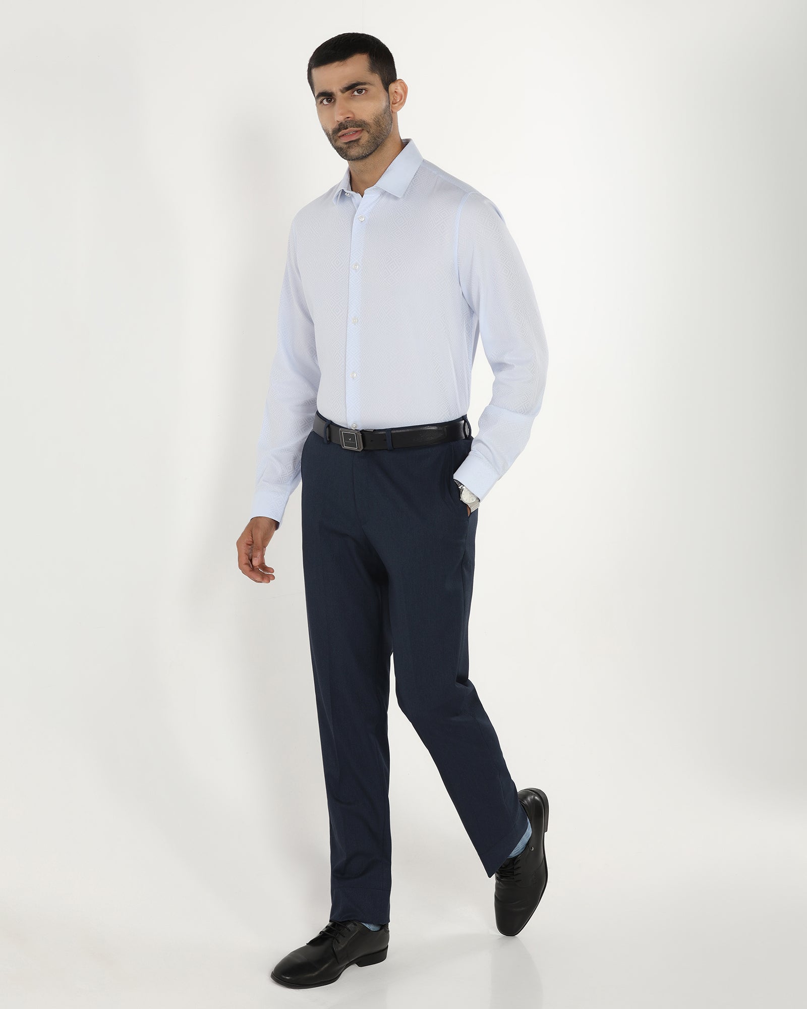 Navy Textured Trouser - Chivas