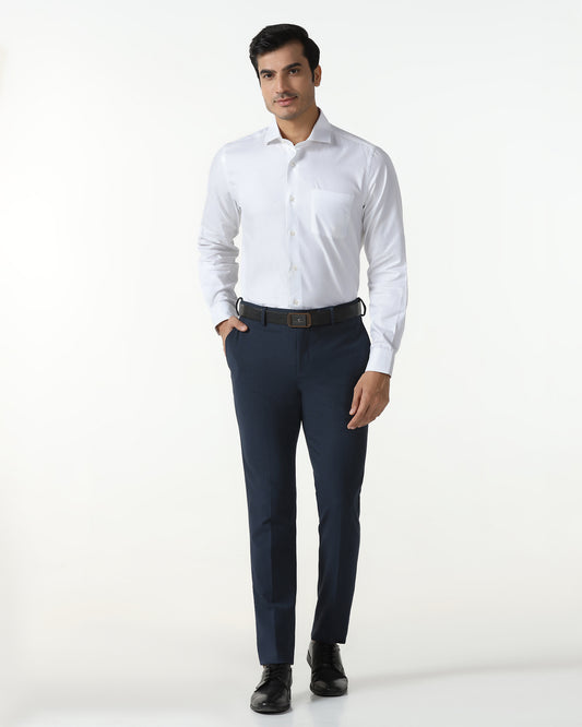 Navy Textured Trouser - Chivas