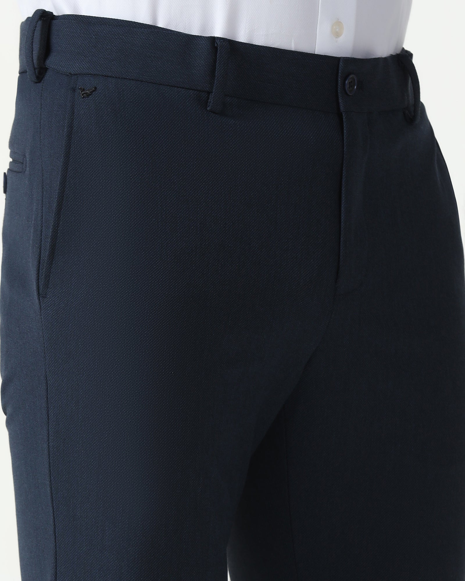 Navy Textured Trouser - Chivas