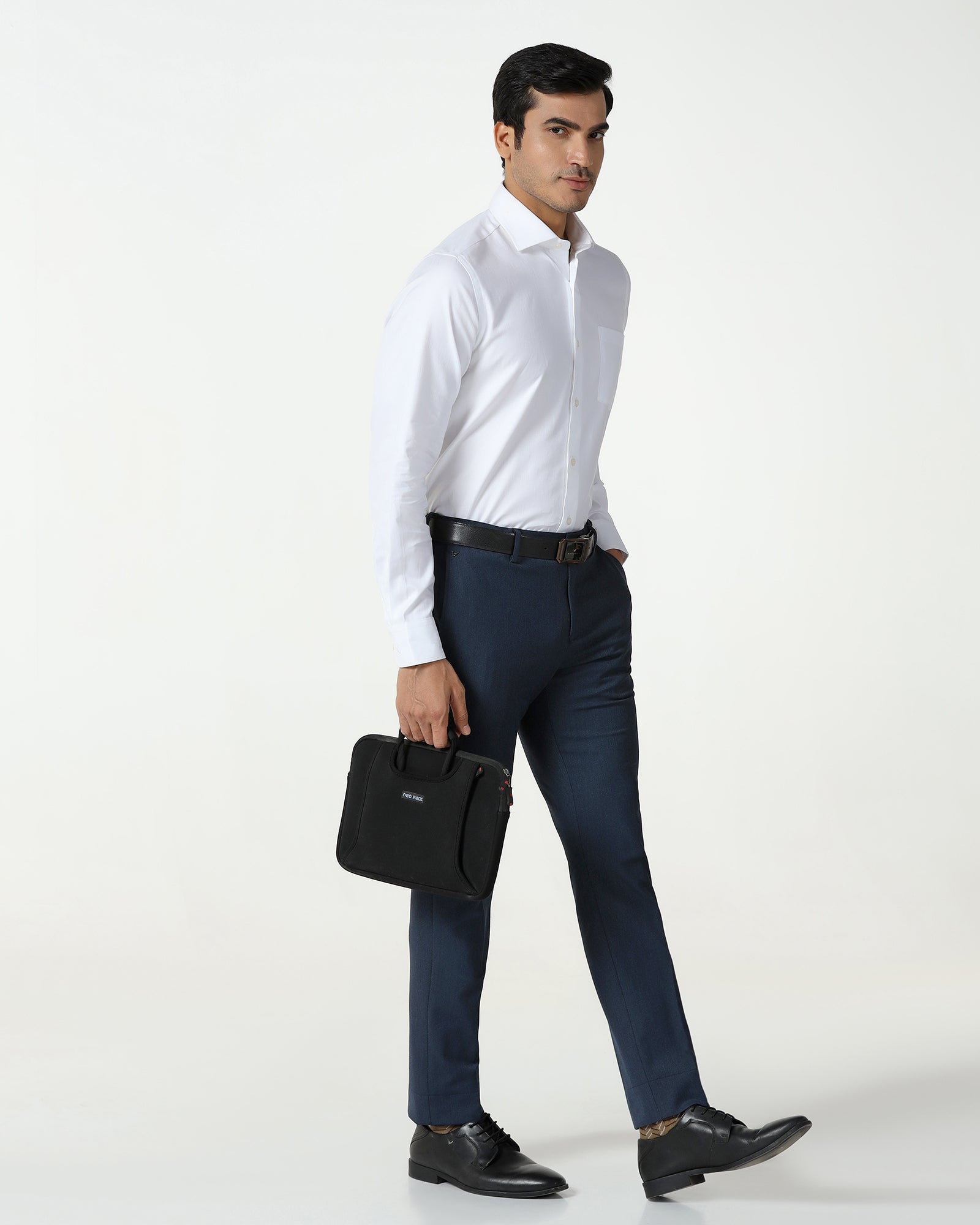 Navy Textured Trouser - Chivas