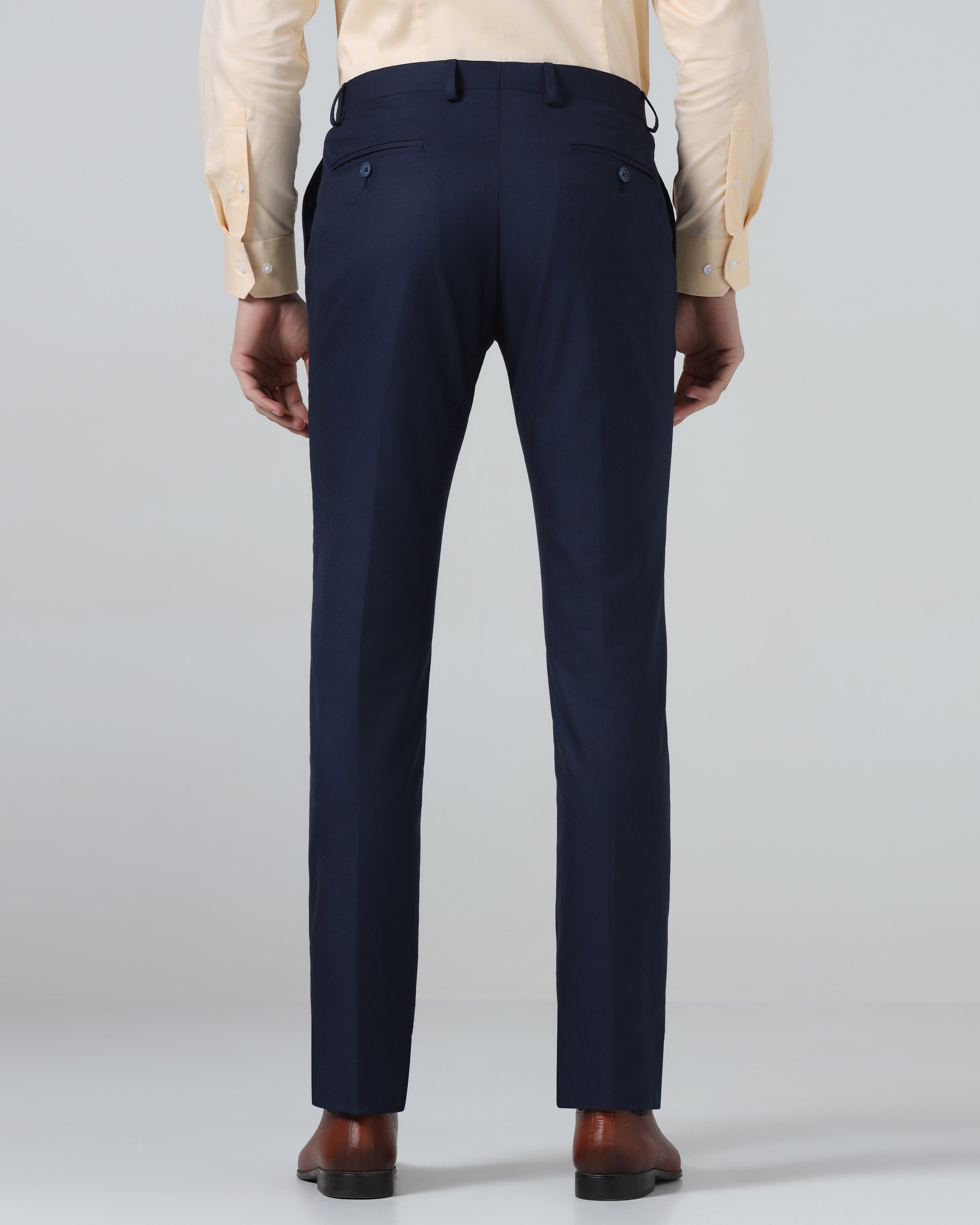 Navy Textured Trouser