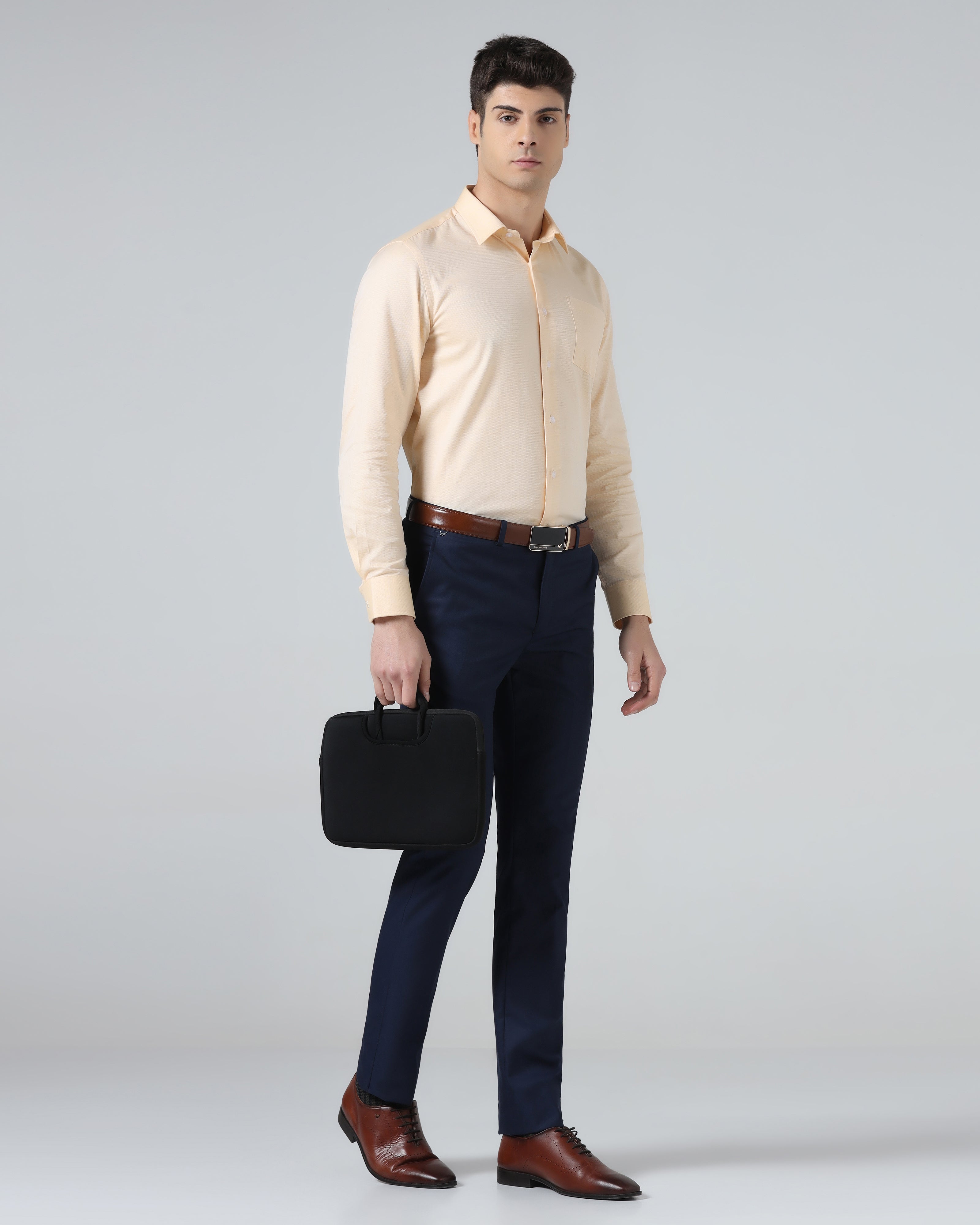 Navy Textured Trouser