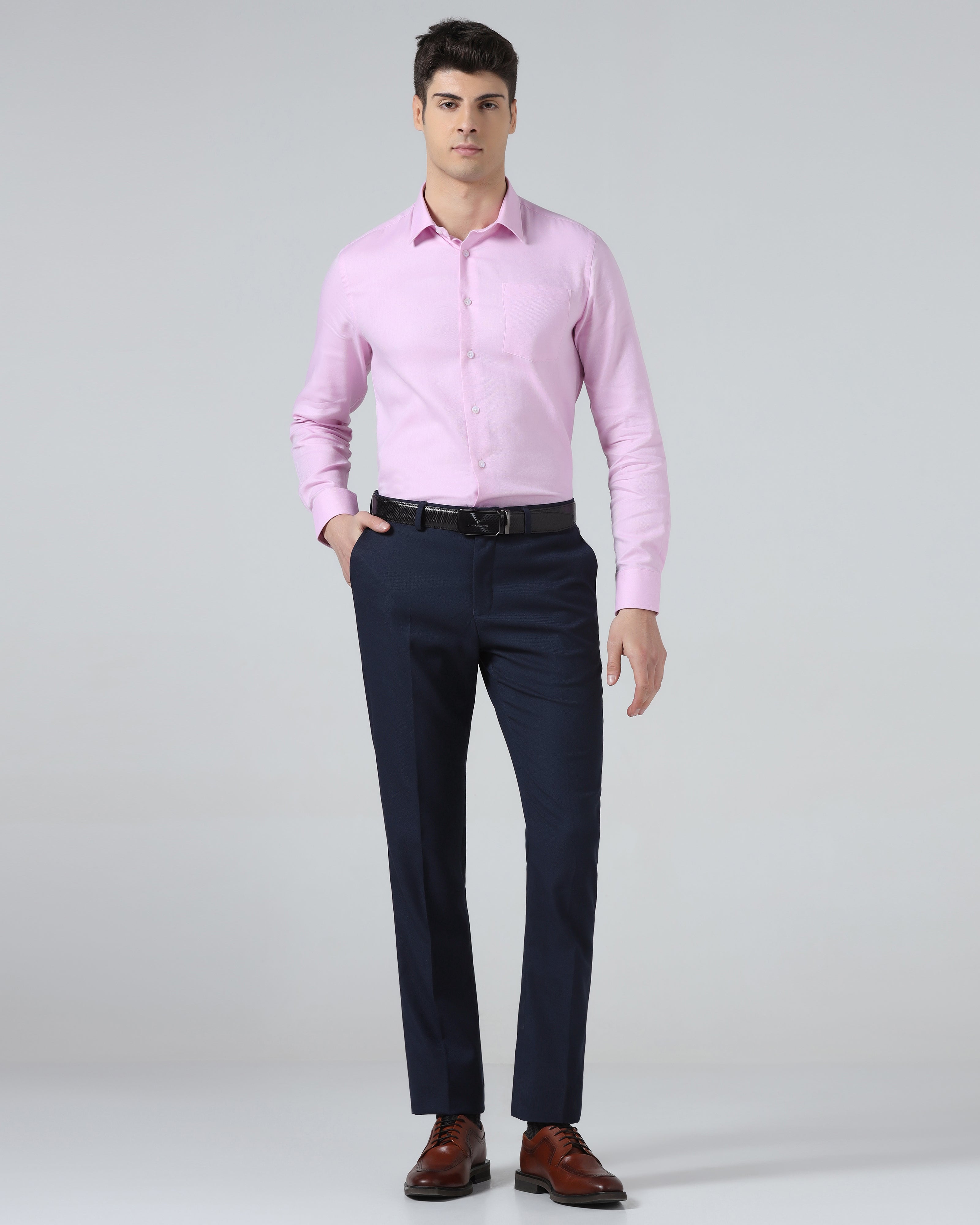 Navy Textured Trouser