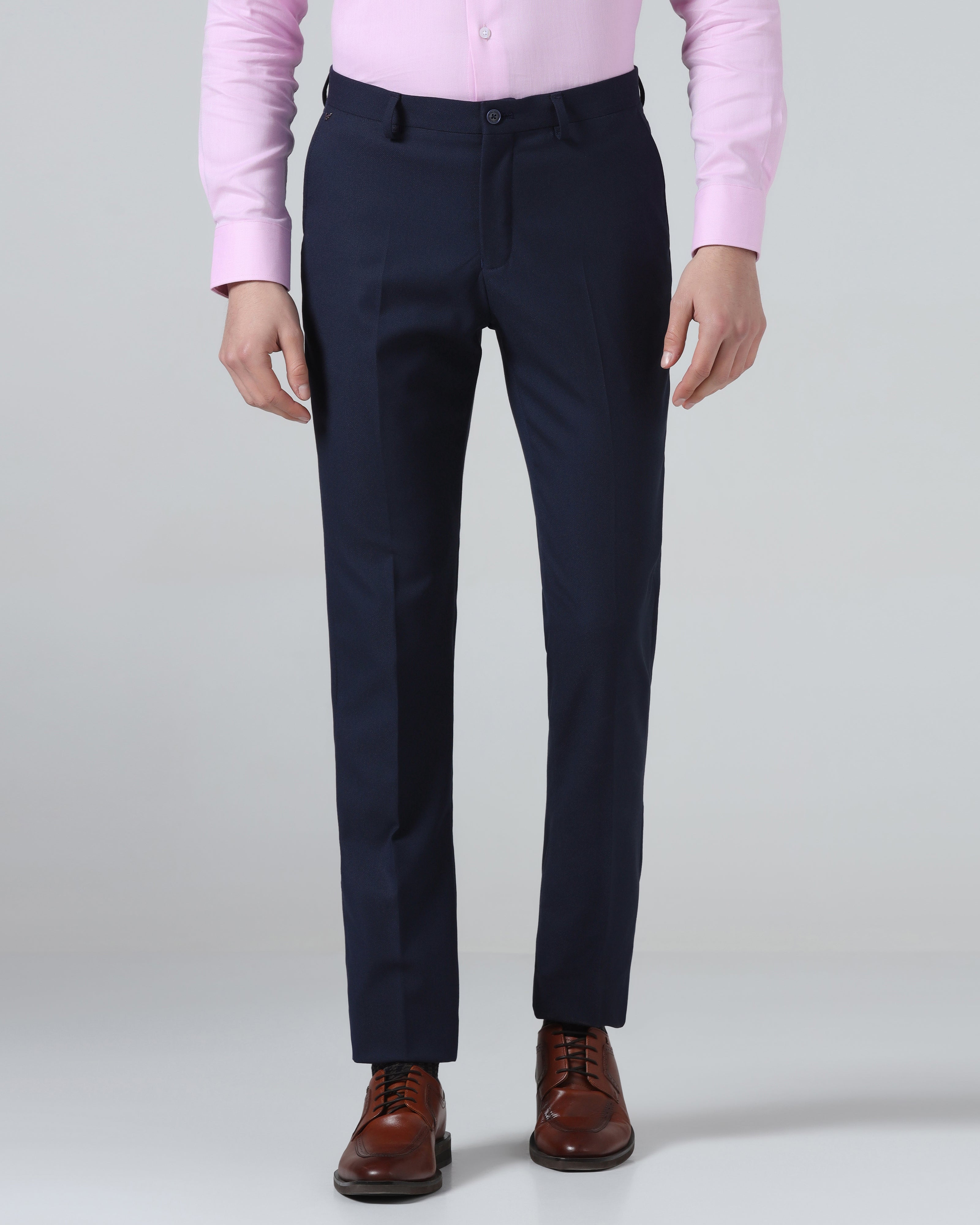 Navy Textured Trouser