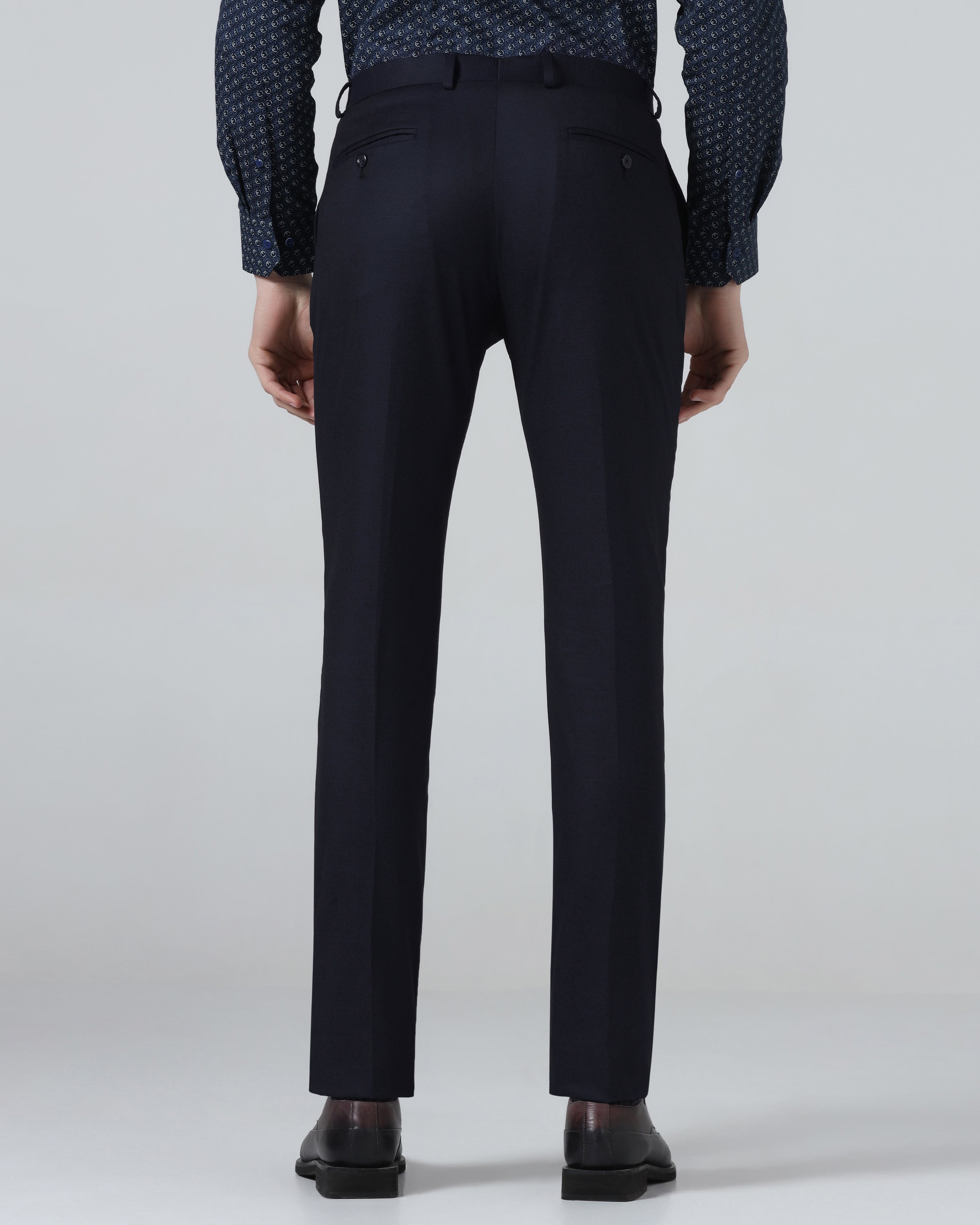 Navy Textured Trouser