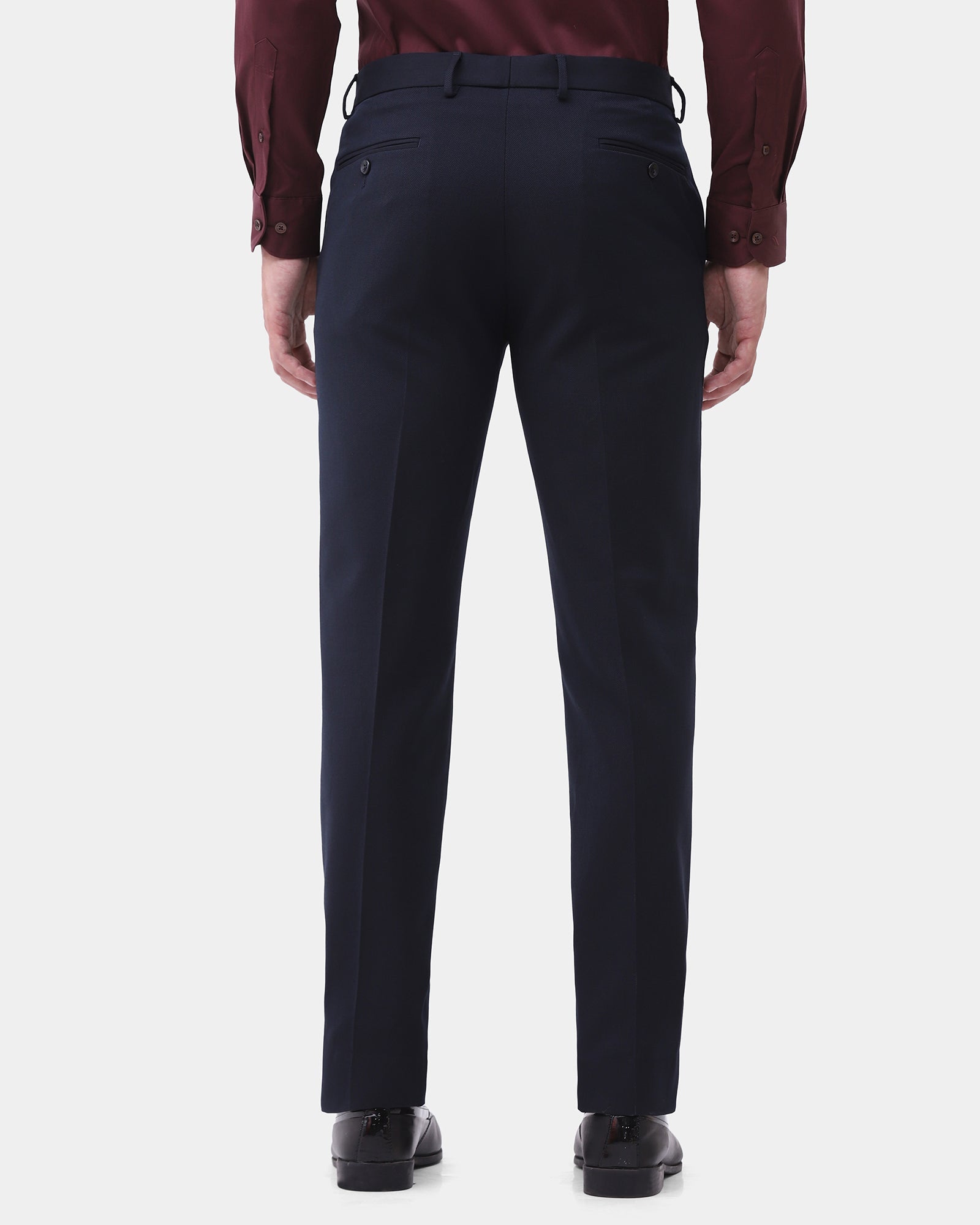 Navy Textured Trouser - Hyun