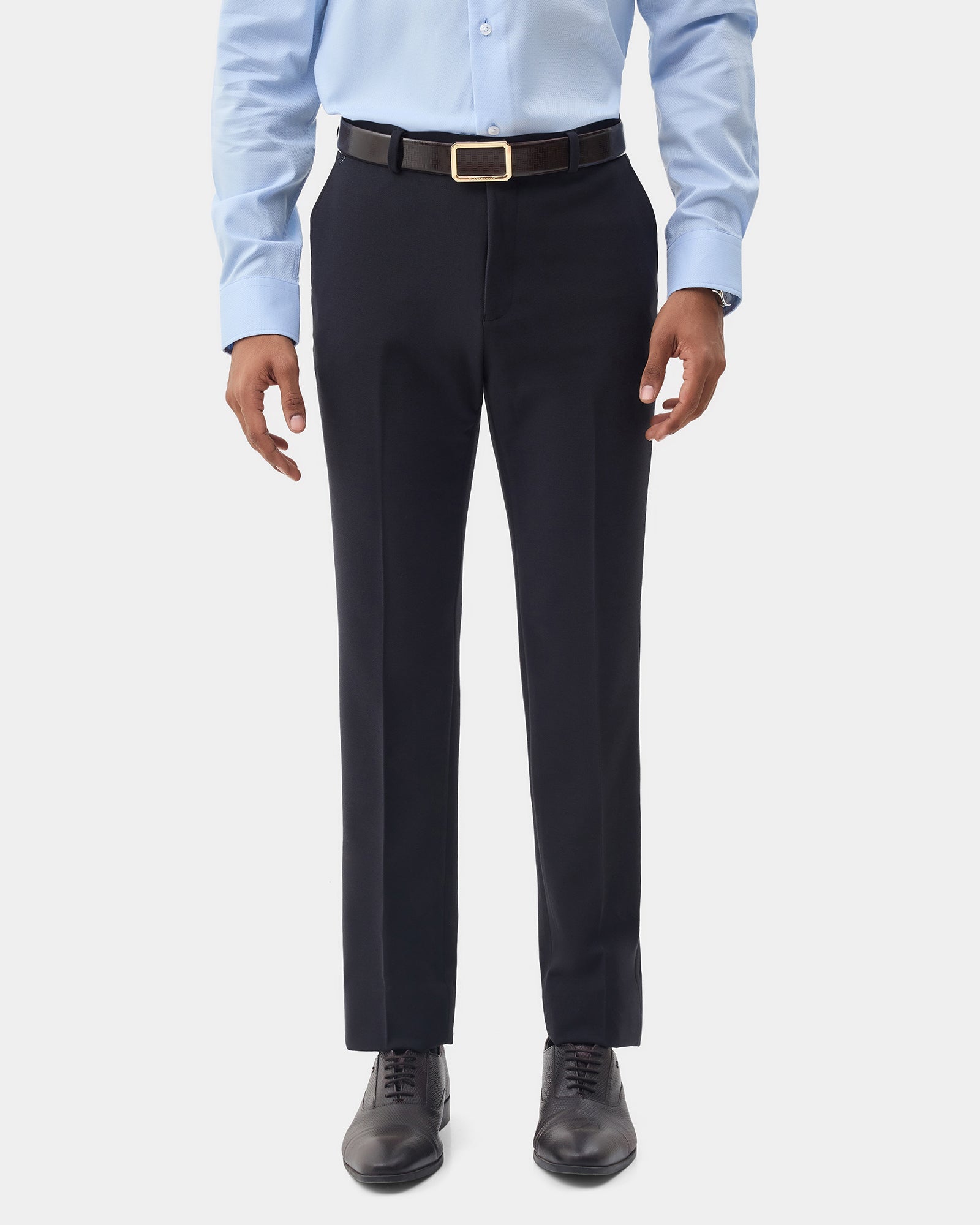 Navy Textured Trouser - Jona