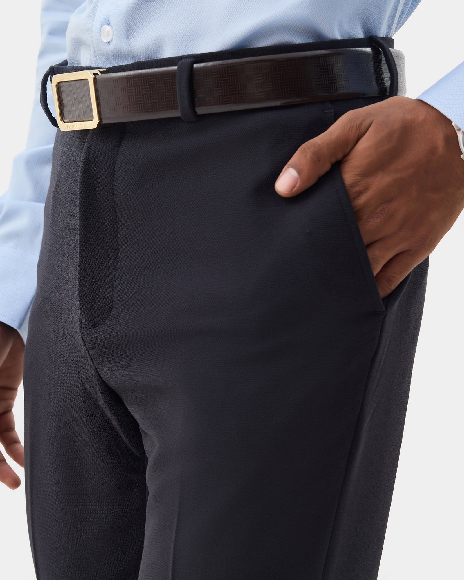 Navy Textured Trouser - Jona