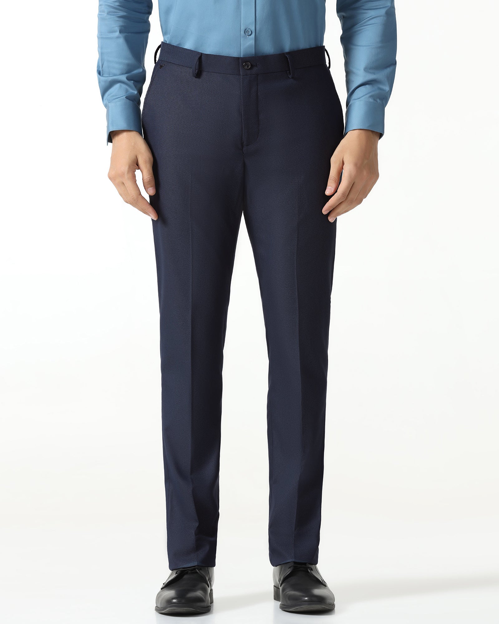 Navy Textured Trouser - Monk