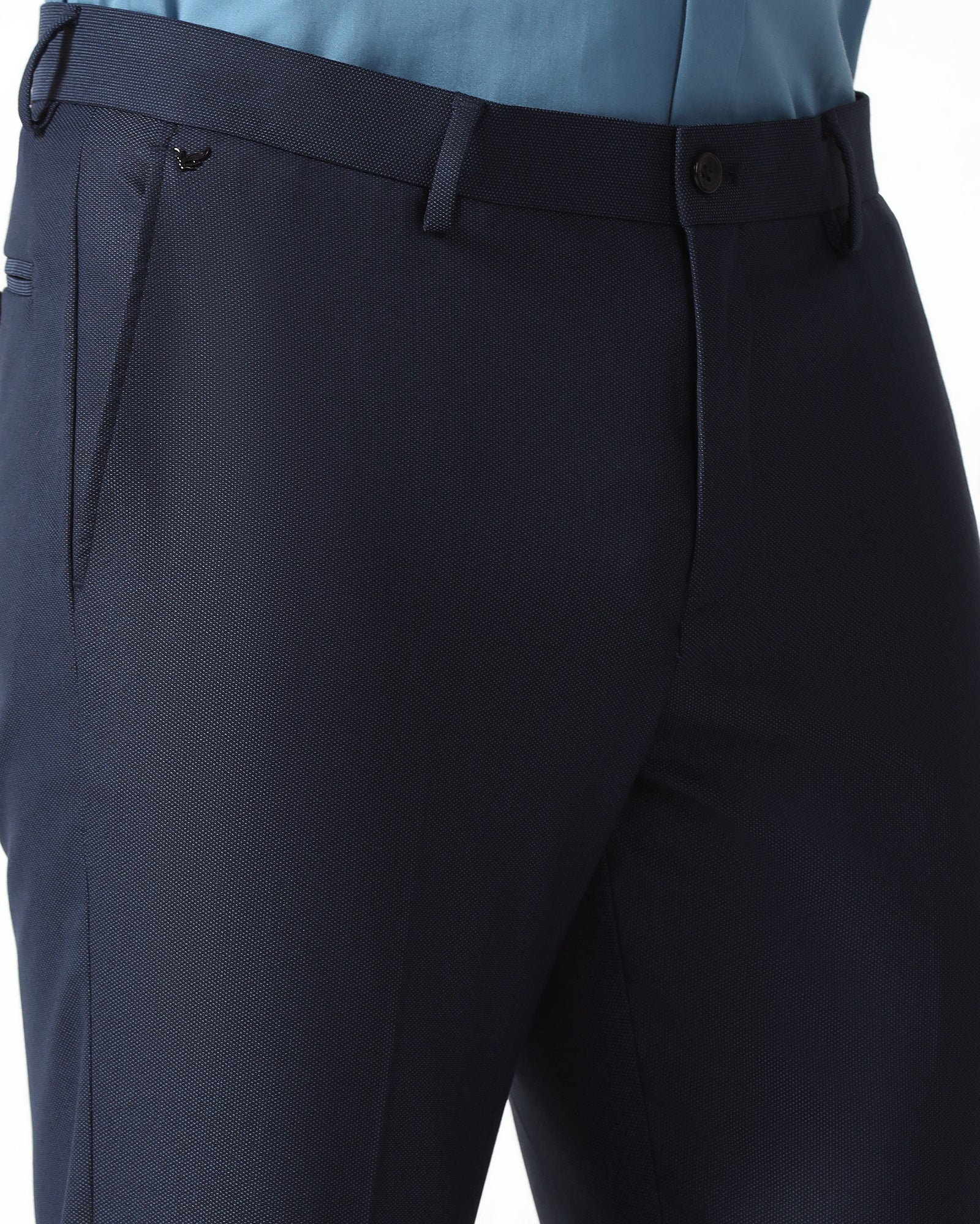 Navy Textured Trouser - Monk