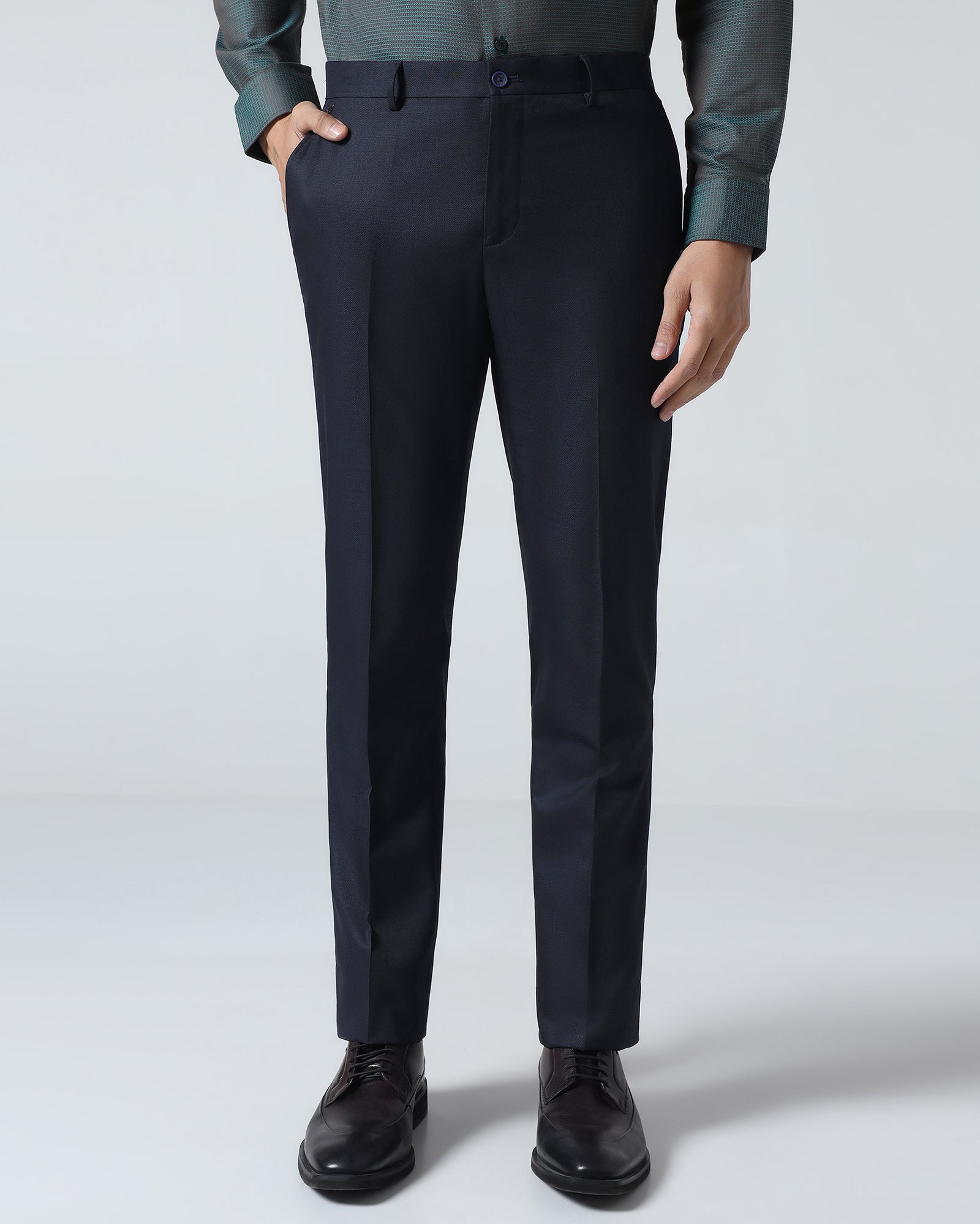Navy Textured Trouser - Peroni