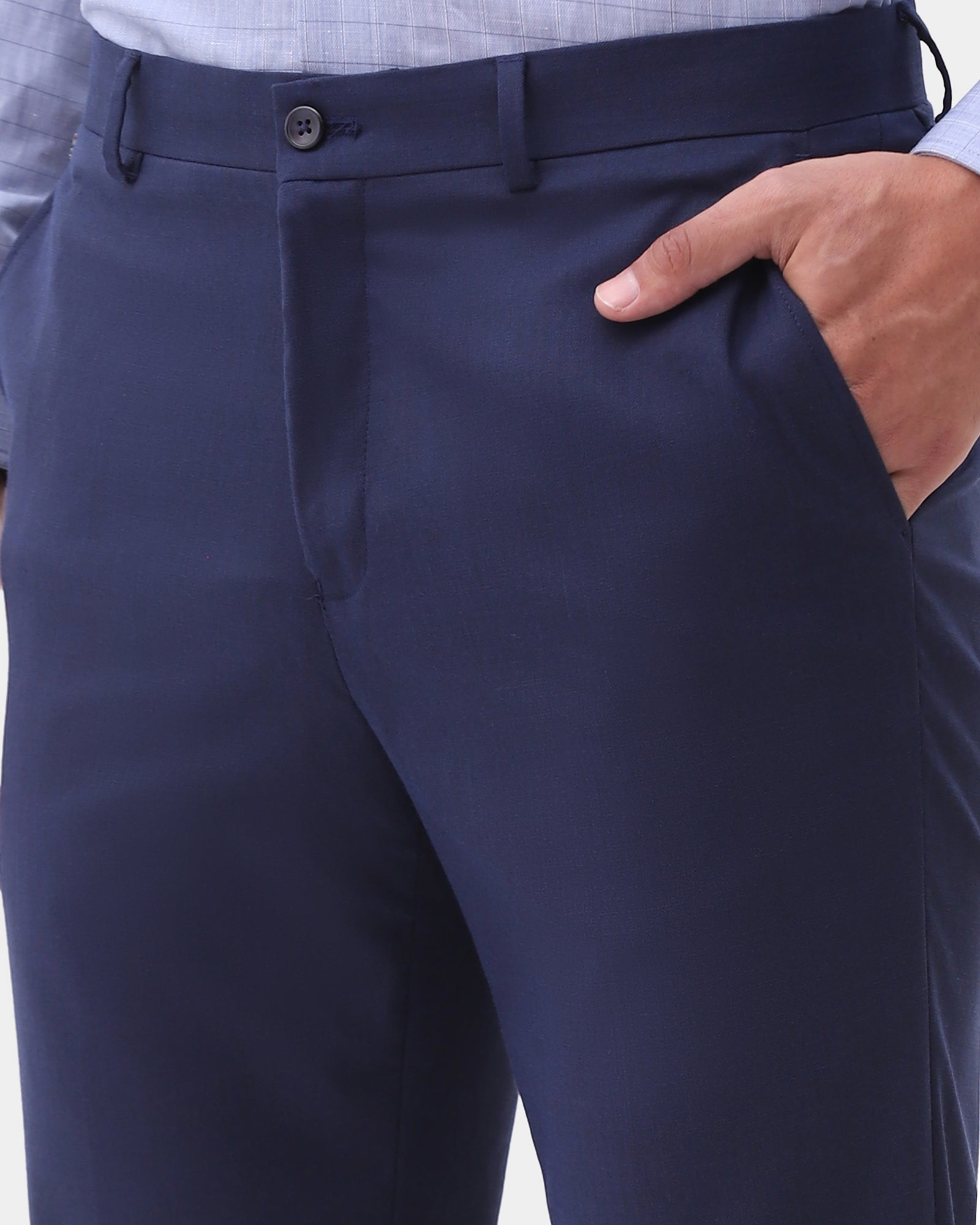 Navy Textured Trouser - Thore