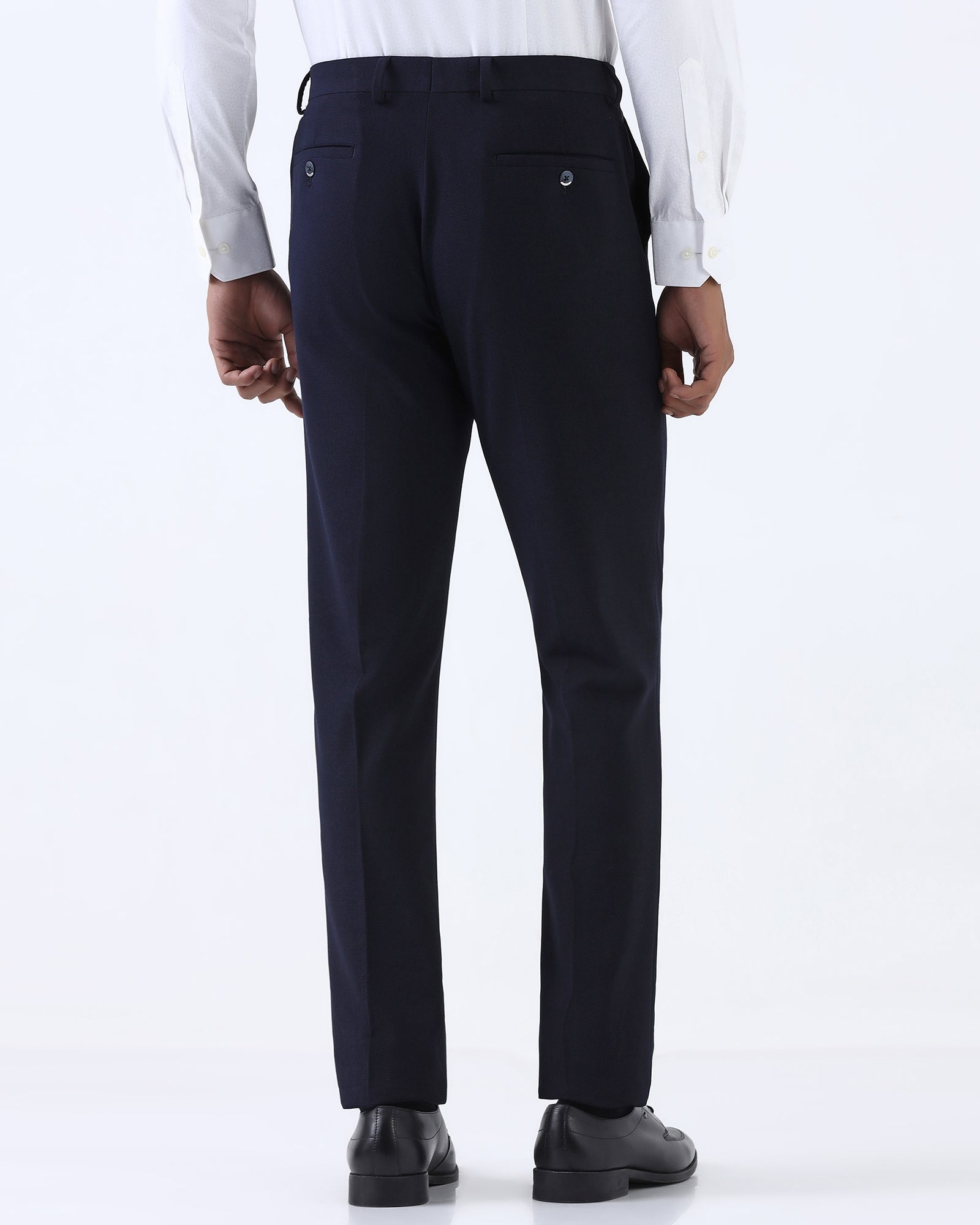 Navy Textured Trouser - Toni