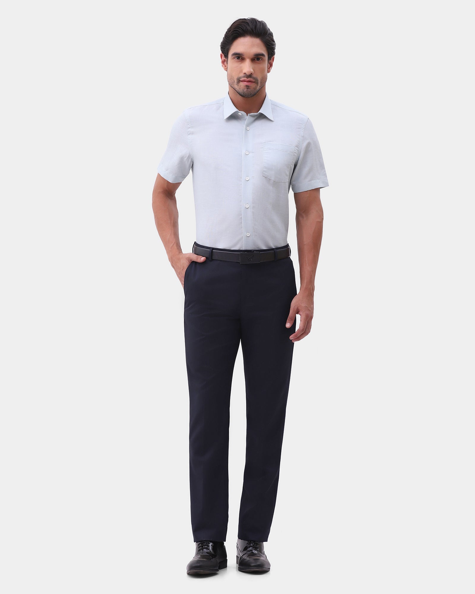 Navy Textured Trouser - Vute