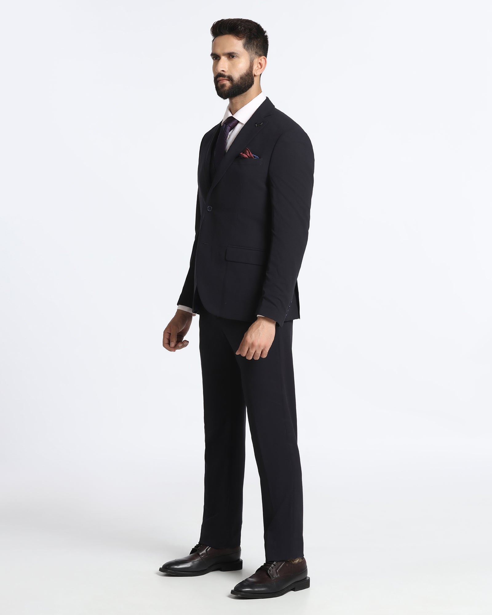 Navy Three Piece Solid Suit - Kelm