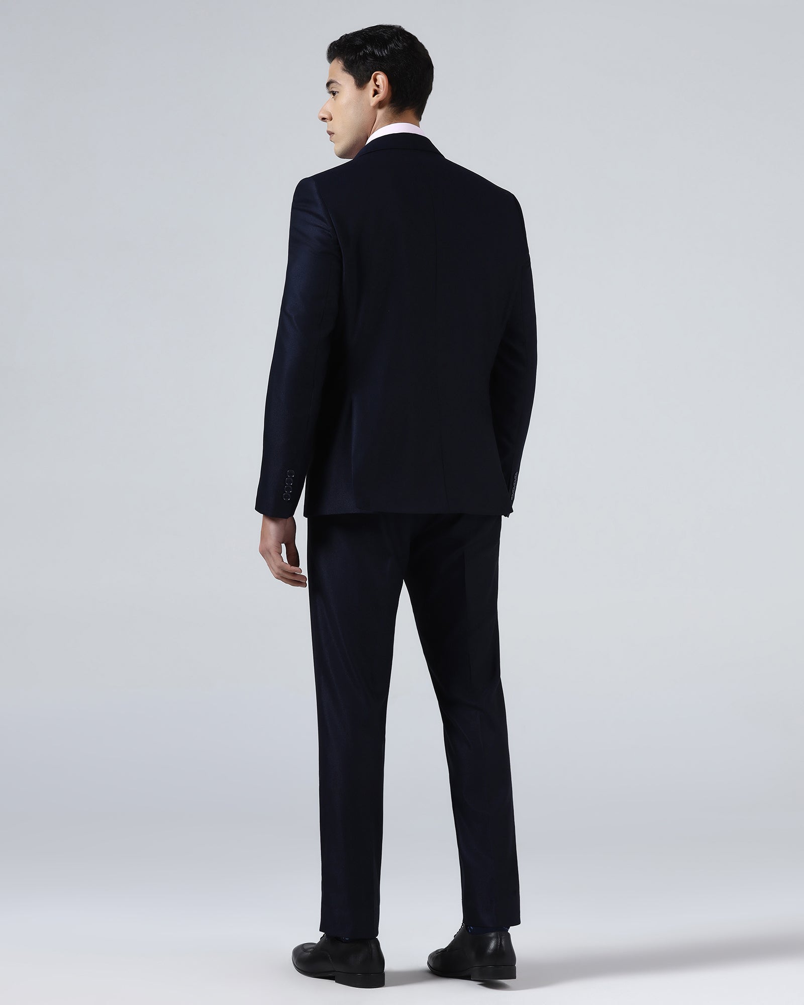Navy Three Piece Textured Suit - Venmo