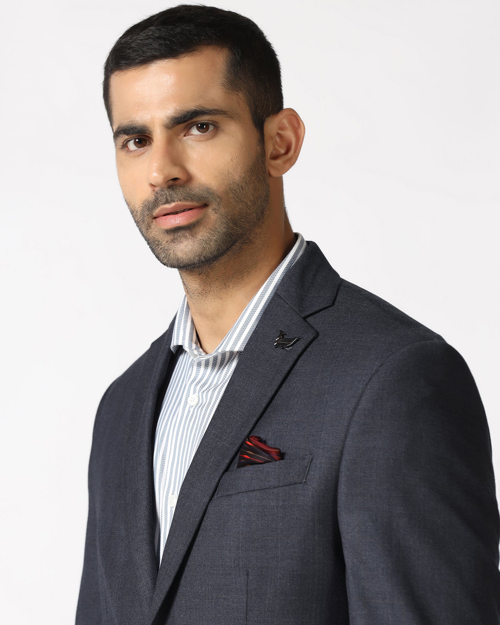 Navy Two Piece Check Suit - Donet